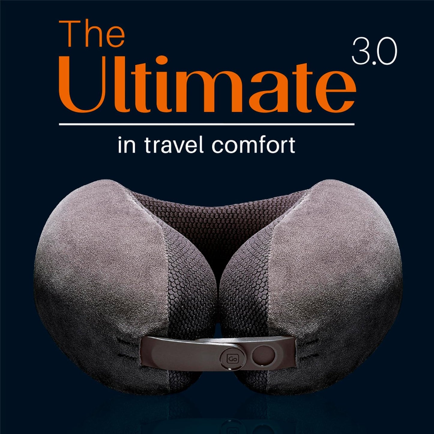 Go Travel Ultimate 3.0 Travel Pillow, Deluxe Memory Foam Neck Pillow with Magnetic Closure and Side Pocket, Ideal for Commute, Airplane, Car & Bus, Travel Essentials, Made in USA, Dark Gray