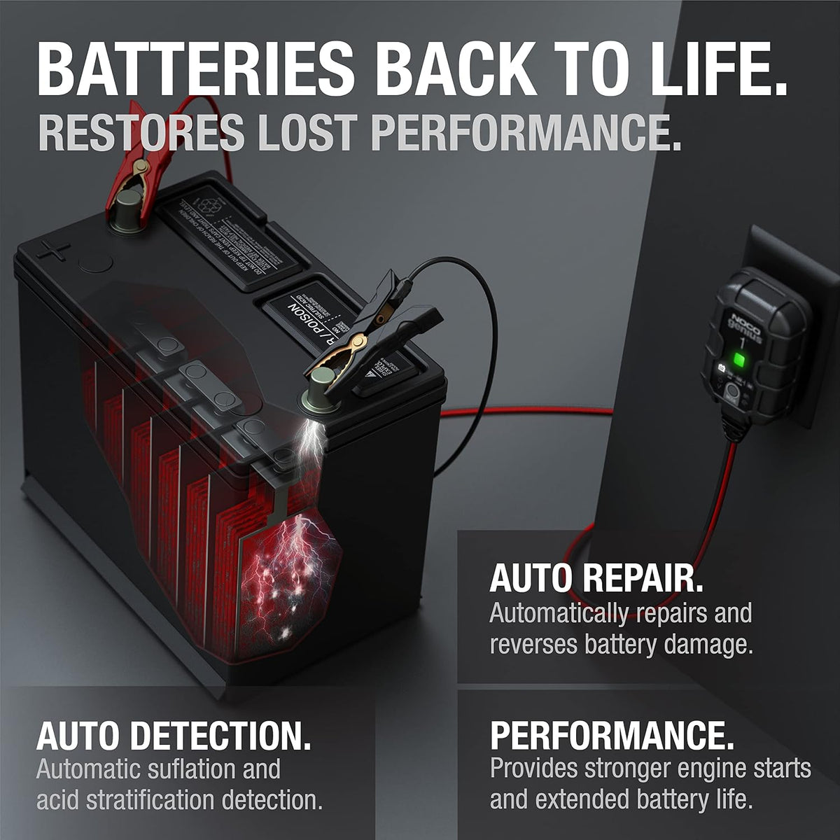 NOCO GENIUS1 1A 6/12V Smart Battery Charger, Trickle Charger & Maintainer