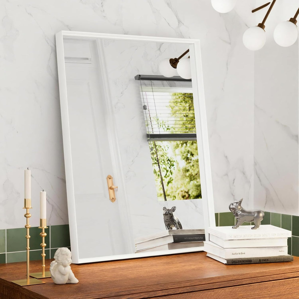 36x30 Inch Mirrors for Over Sink, White Framed Mirror for Bathroom