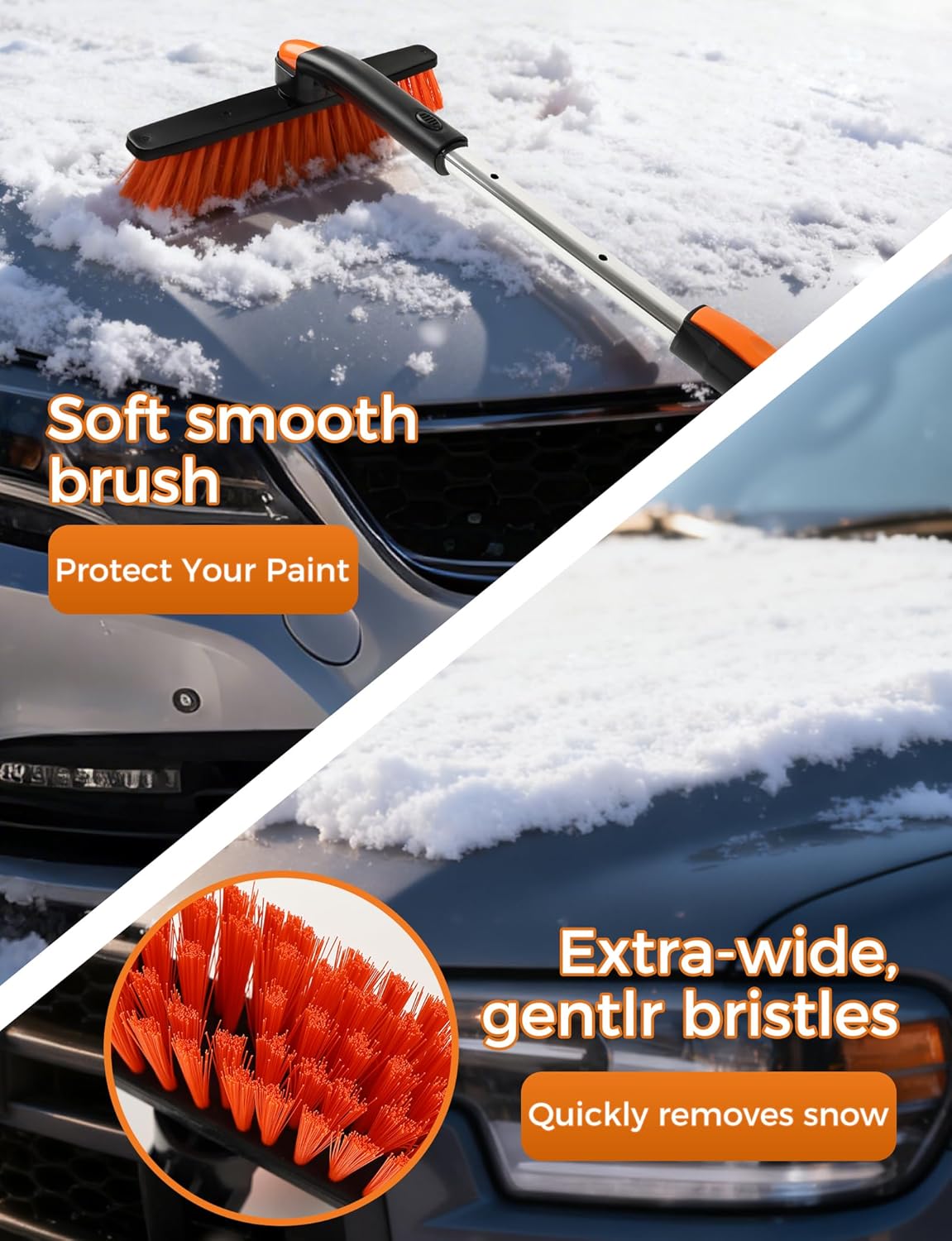 41" Ice Scrapers for Car Windshieldand Extendable Snow Brush with Foam Grip and 360° Pivoting Brush Head for Christmas Car Auto Truck SUV