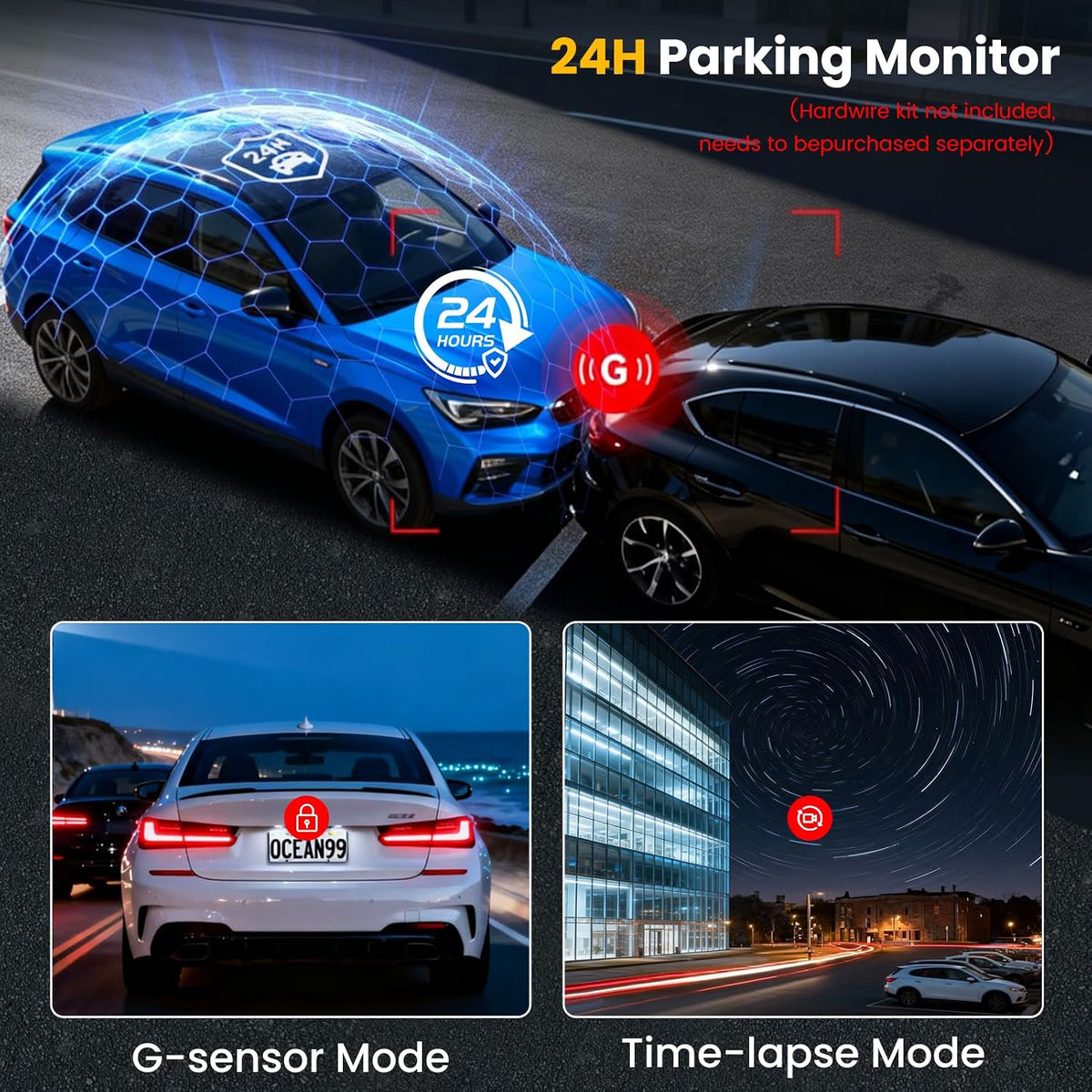 4 Channel Dash Cam 360° View Front Rear Inside & Left Right,Dash Camera FHD 2K+1080Px3 for Car, 8 IR Lamps Night Vision, APP, WiFi, GPS, G-Sensor, 24/7 Parking Mode, with a Free 64GB SD Card