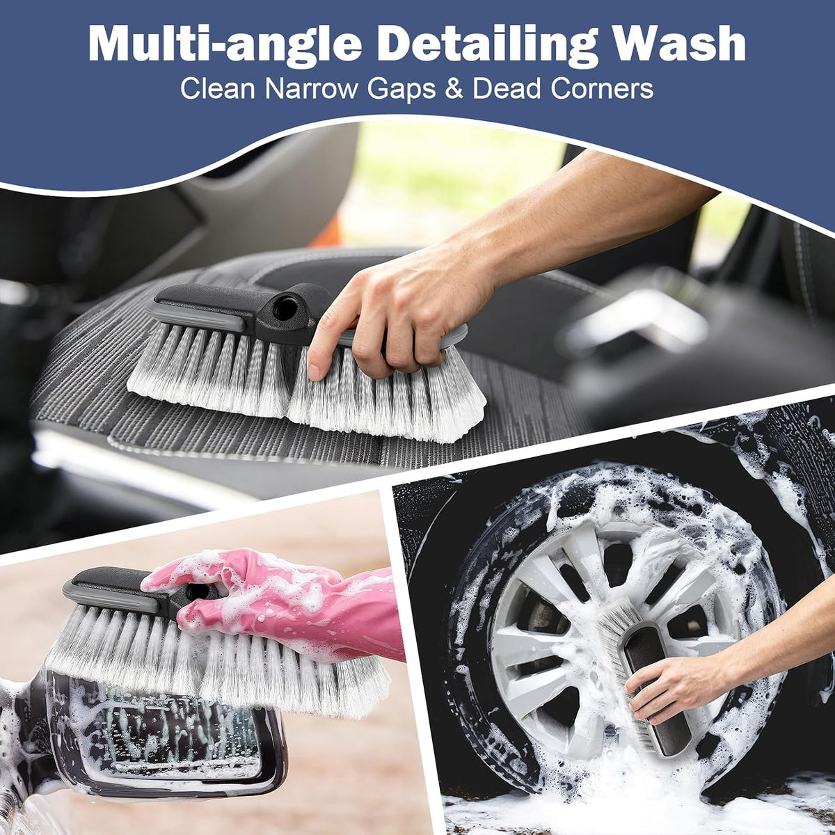 10" Car Wash Brush Head with Soft Bristles, Soft Car Wash Brush