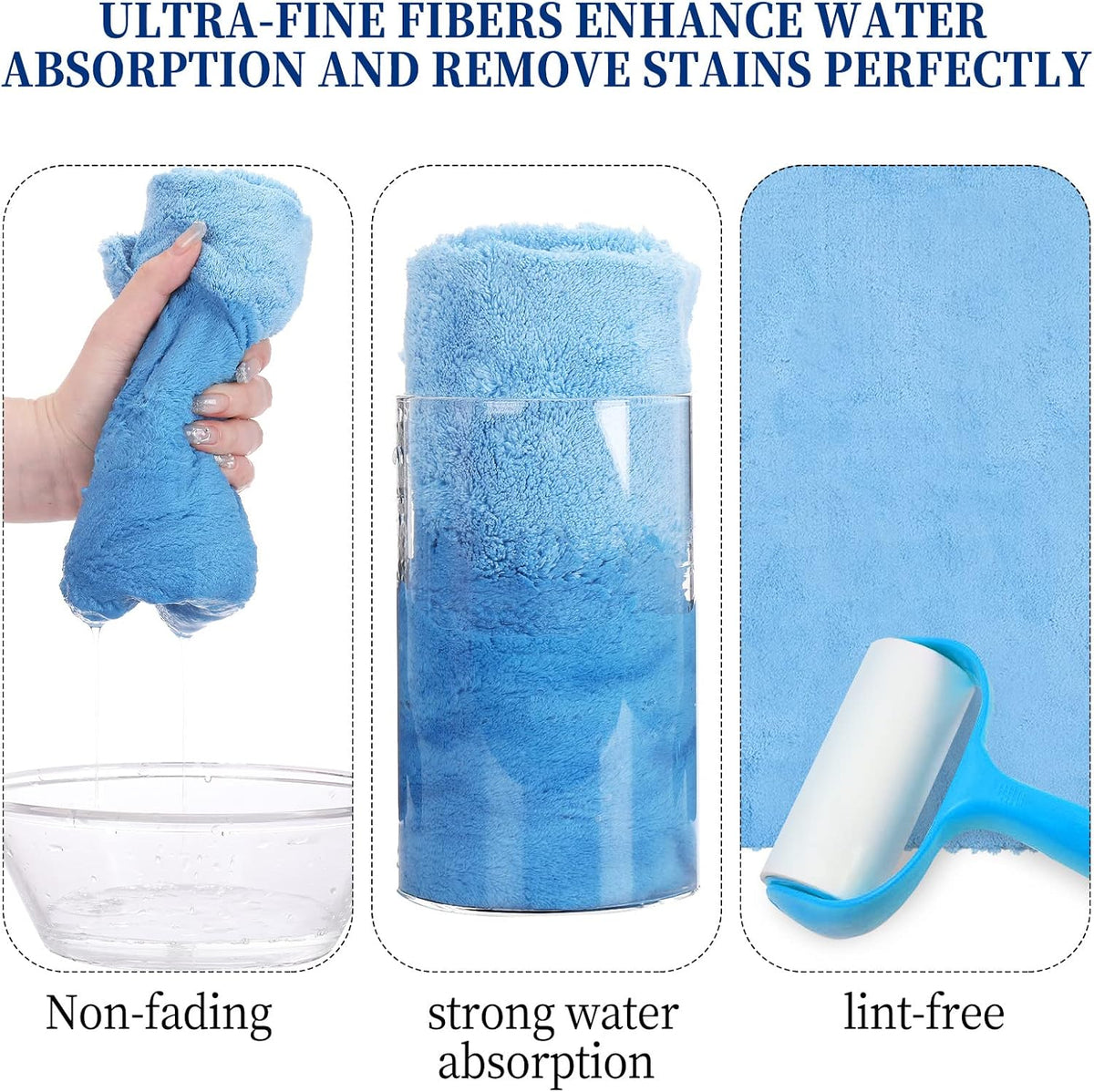 Tallew Car Microfiber Towels, Light Blue, 16 Pcs