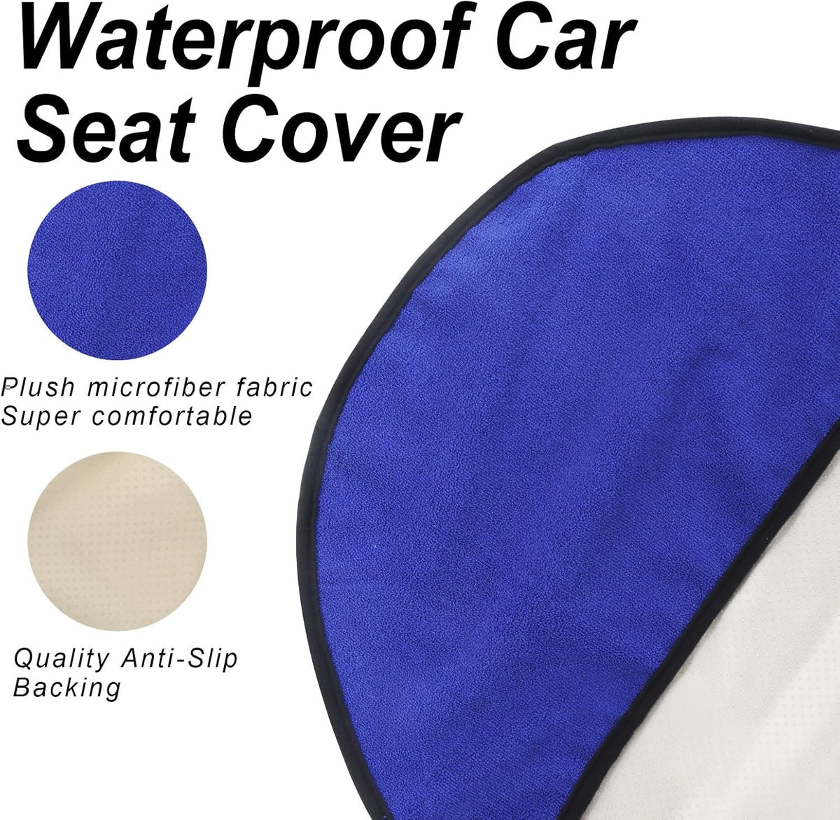 Sweat Towel Car Seat Cover Protector Front Seats for Gym Workout, Running, Swimming, Beach and Hiking, Waterproof Universal Seat Cover for Car, Trucks, Van & SUV (1, Pure Blue, Front)