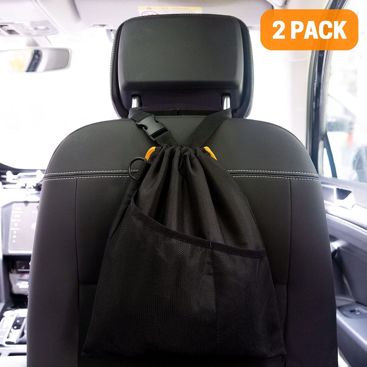GNEGNI 2PCS Hanging Car Garbage Can - Waterproof Leakproof Trash Bag | Car Trash Can with Durable Leakproof Lining, Keeps Vehicle Clean and Neat