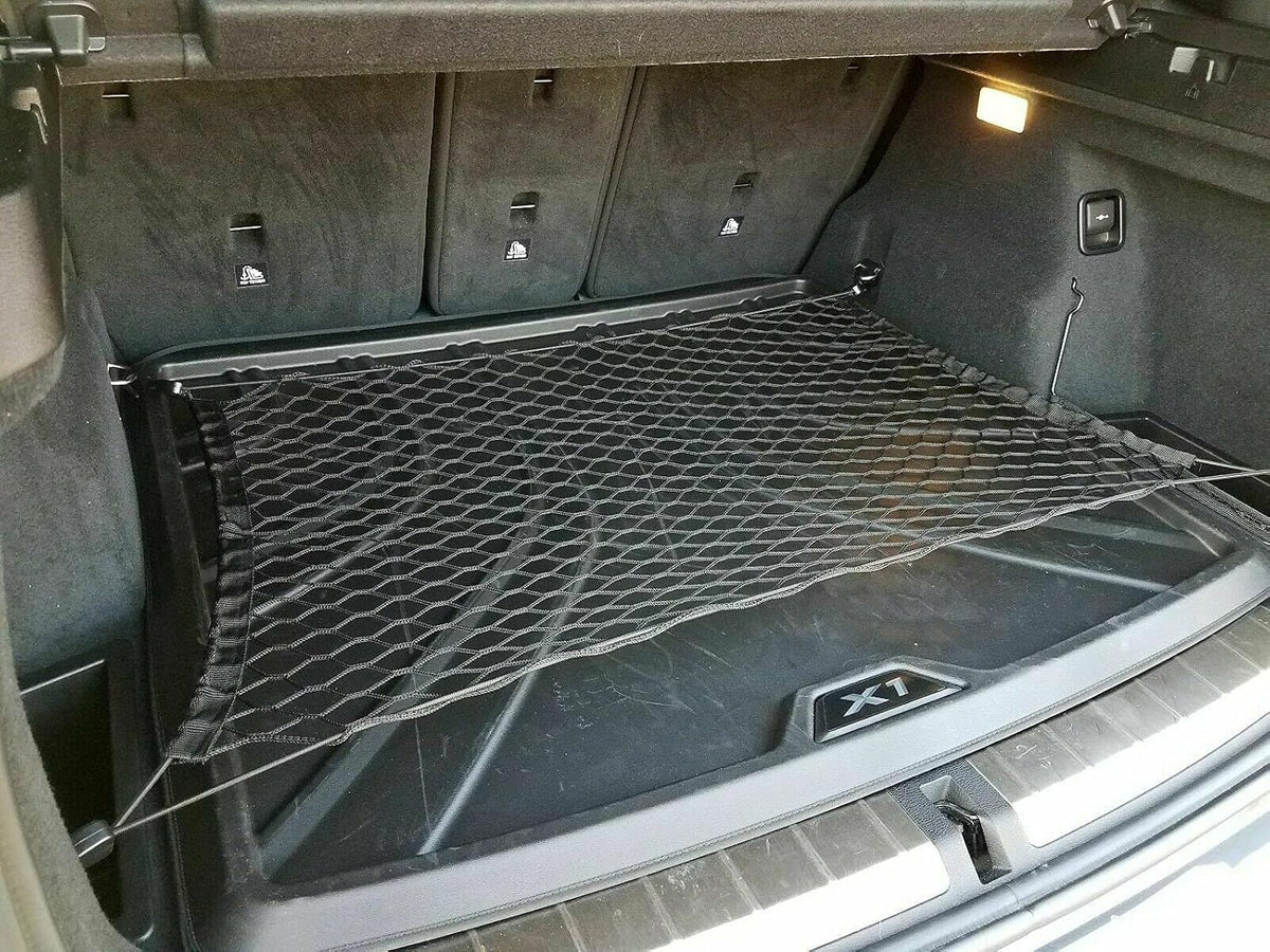 Rear Trunk Organizer Cargo Net for BMW X1 2010-2026 – Floor Style Cargo Net for SUV – Premium Mesh Elastic Car Trunk Organizer Vehicle Carrier Storage – Compatible with X1