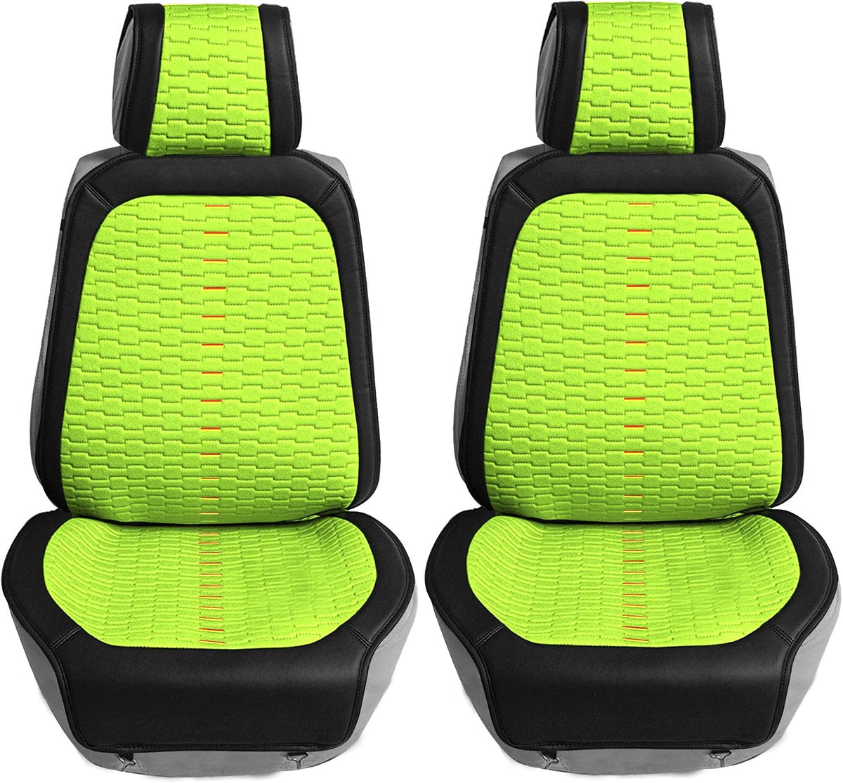 FH Group Front Set Car Seat Cushions for Low Back Car Seats, Universal Fit, Airbag Compatible Car Seat Cover for SUV, Sedan, Van, Green