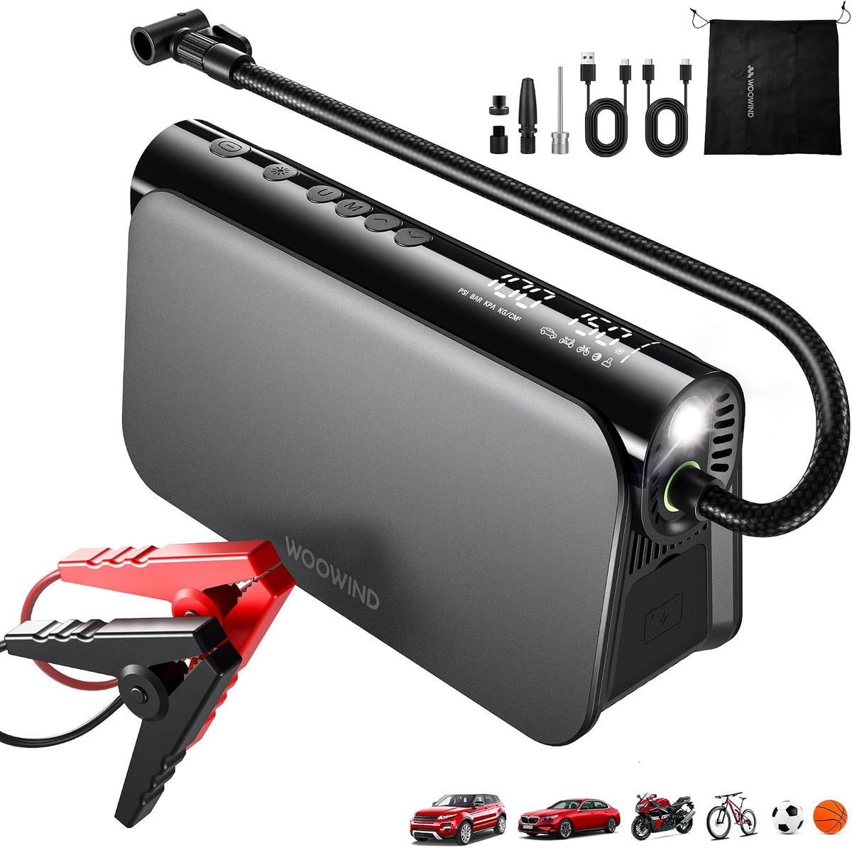 Woowind Jump Starter with Air Compressor, 65W Power Bank, 16000mAh