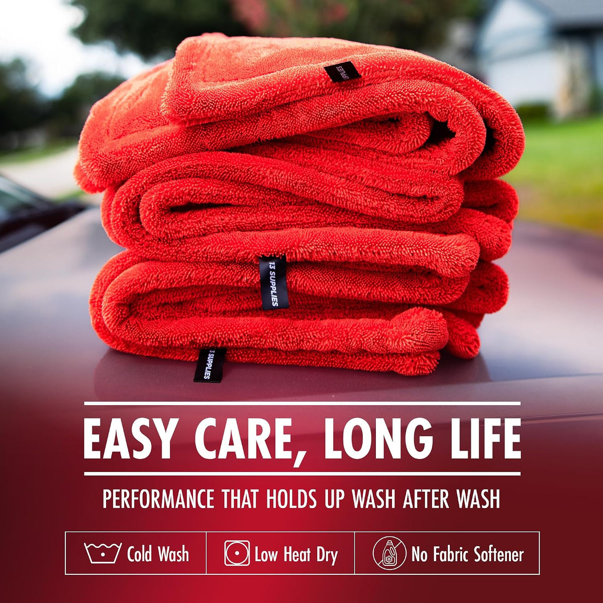 Extra Large Microfiber Car Drying Towel, Twisted Loop, 48x24, 1400GSM
