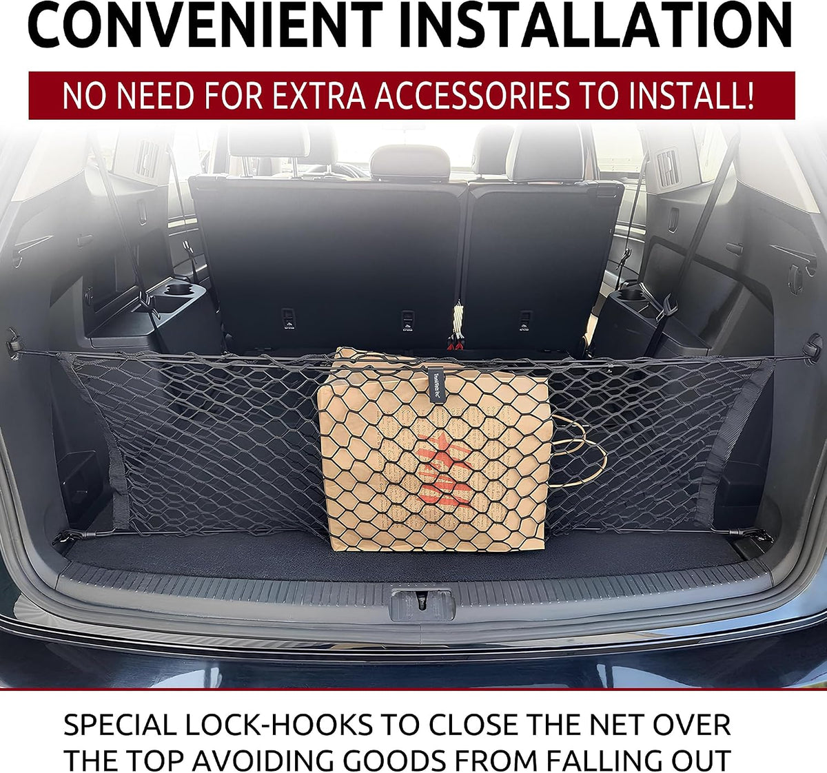 Envelope Style Automotive Elastic Trunk Mesh Cargo Net for Volkswagen Atlas 2017-2024 - Premium Trunk Organizers and Storage - Luggage Net for Crossover - Best Car Organizer for Volkswagen Atlas