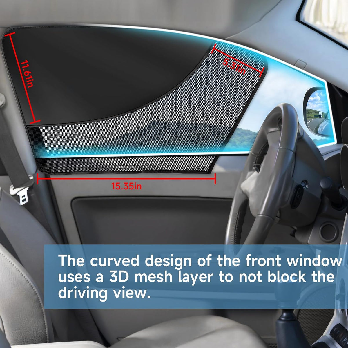 2 PCS Car Window Shades, Magnetic Double Layer Car Side Window Sun Shades with Full Shade/Half Shade, Front Window Covers for Driver,Car Accessories