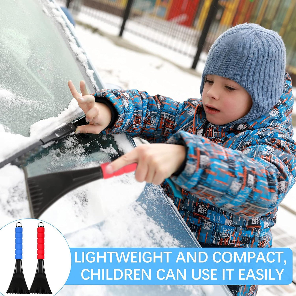 Frienda 4 Pack Ice Scraper for Car Windshield with Foam Handle Snow Tool