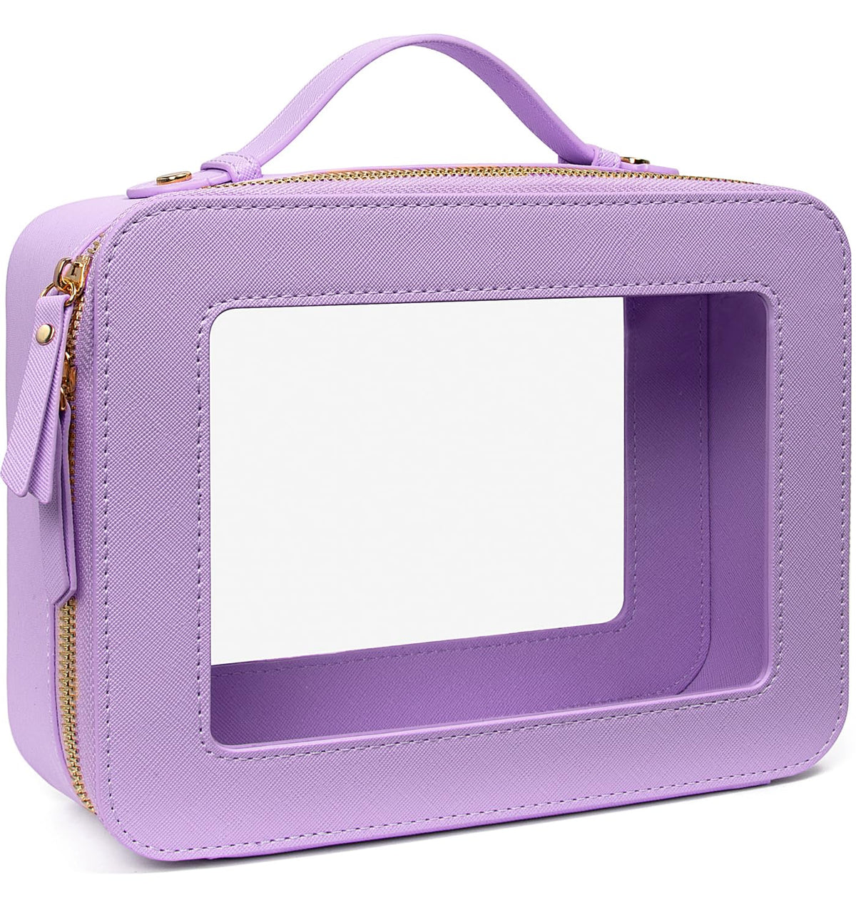 LETGO Clear Sunscreen Makeup Bag Organizer,Travel Toiletry Bag Cosmetic Case for Women,Portable Beach Make Up Skincare Pouch Car Organizer Bag with Zippers for Essentials(Large-Purple)