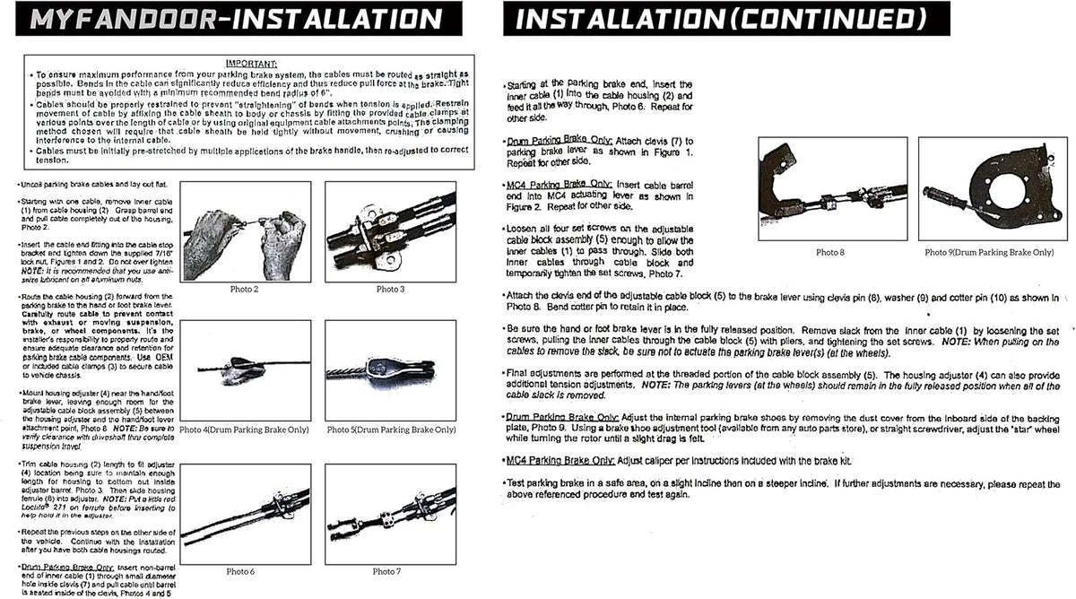 UnIversal Emergency Parking Brake Cable Complete Kit