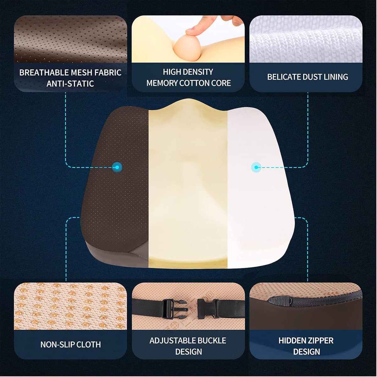 Car Seat Cushion, Comfort Memory Foam Seat Cushion for Driving