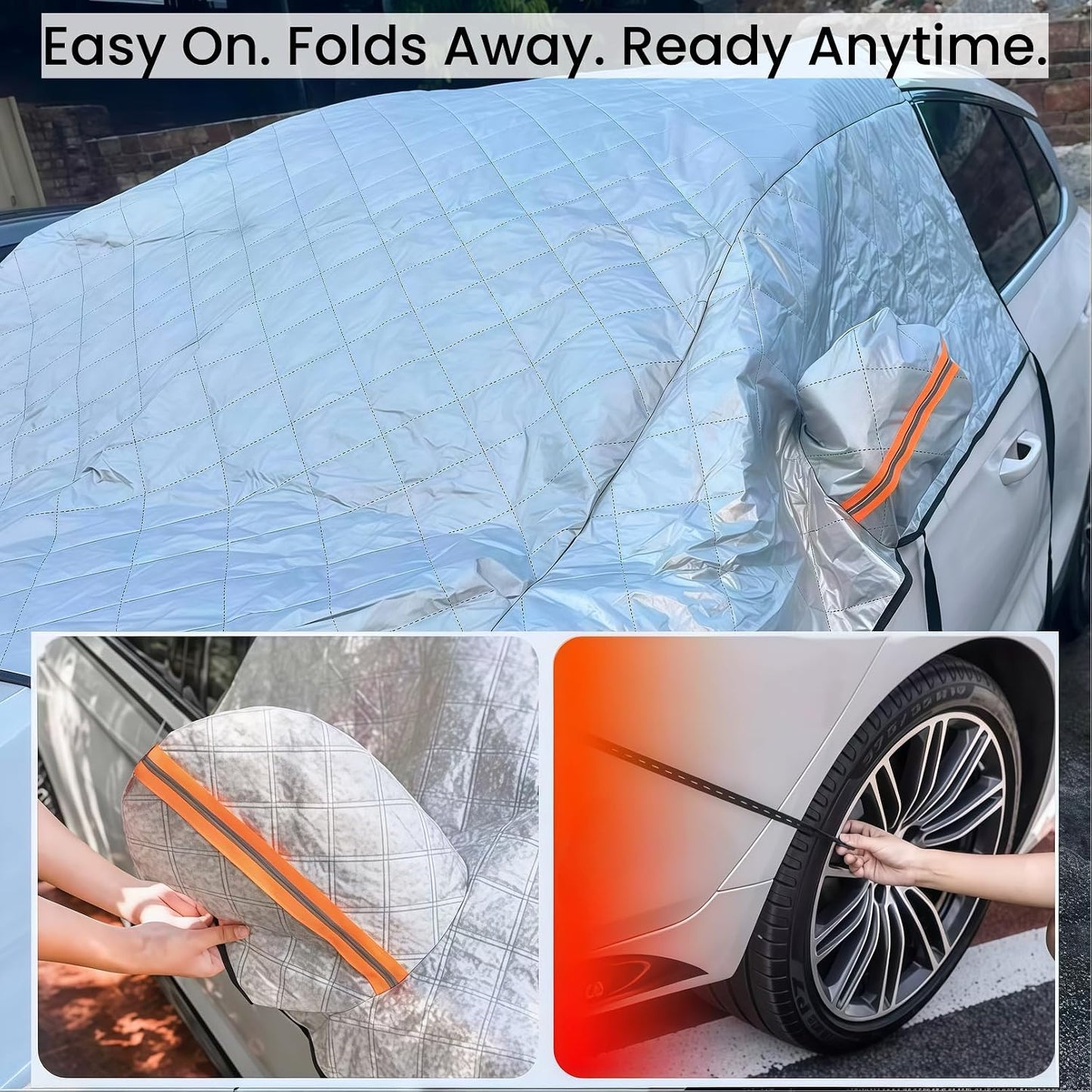 Thickened Full Windshield + Side Window Coverage ，Winter Car Windshield Snow Ice Cover Waterproof,Windshield Sun Shade Cover All Season Universal Protection for Cars, SUVs, Trucks,Minivans.