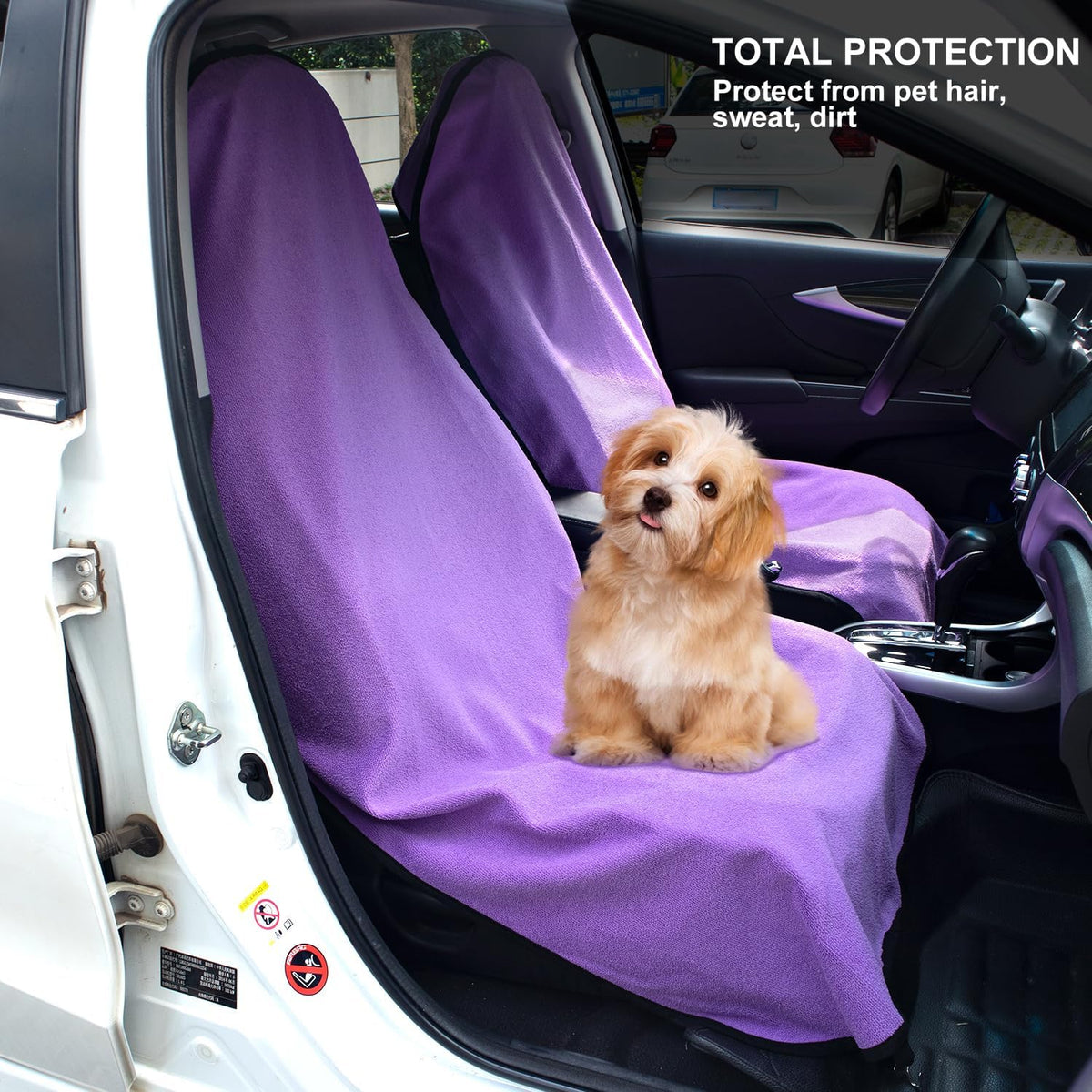 Waterproof Sweating Car Seat Cover for Post Gym Workout, Running, Swimming, Beach and Hiking, Universal Fit Non-Slip Bucket Seat Protector for Cars SUV Trucks, Machine Washable (Purple)
