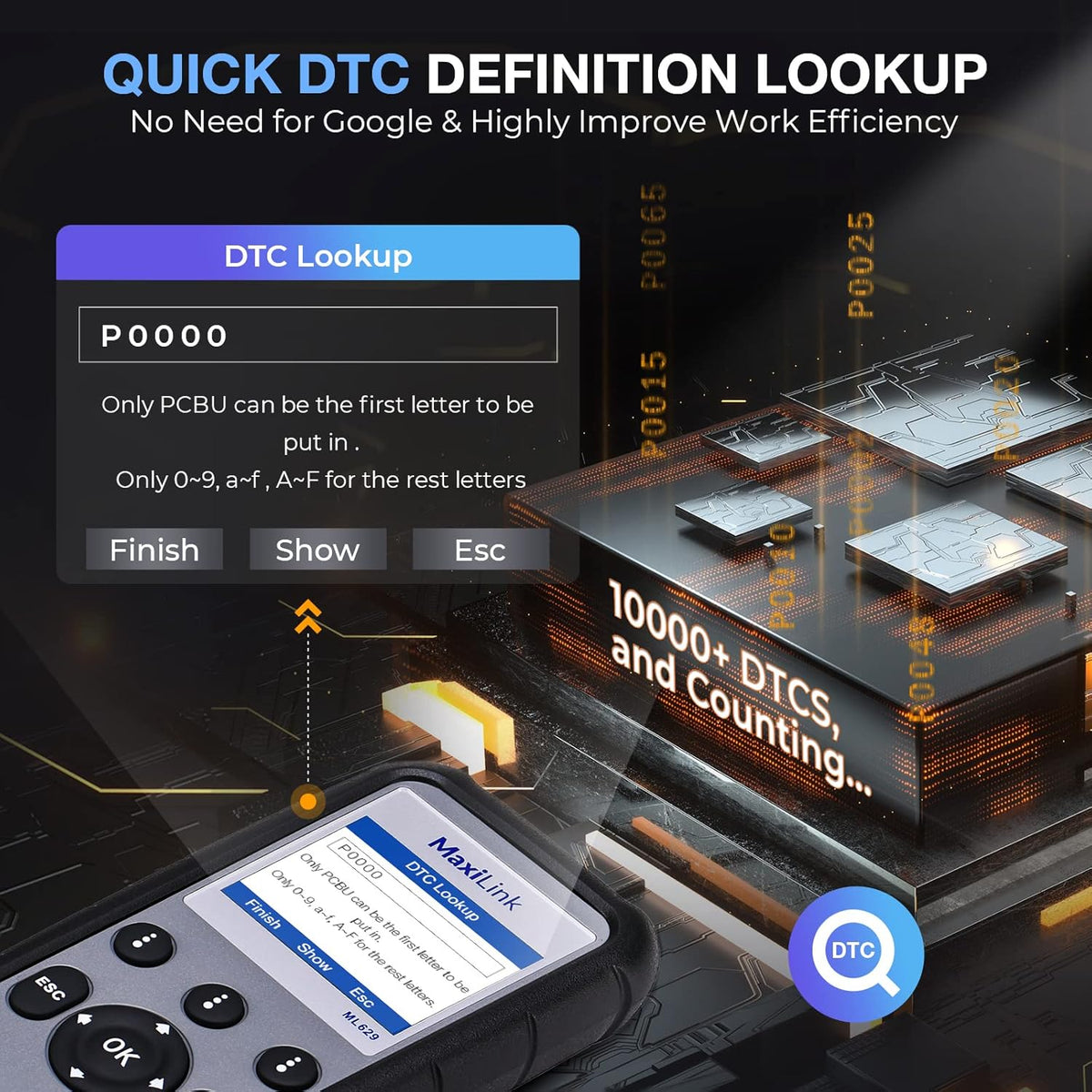 Autel MaxiLink ML629 OBD2 Scanner, ABS SRS Engine Transmission Diagnoses