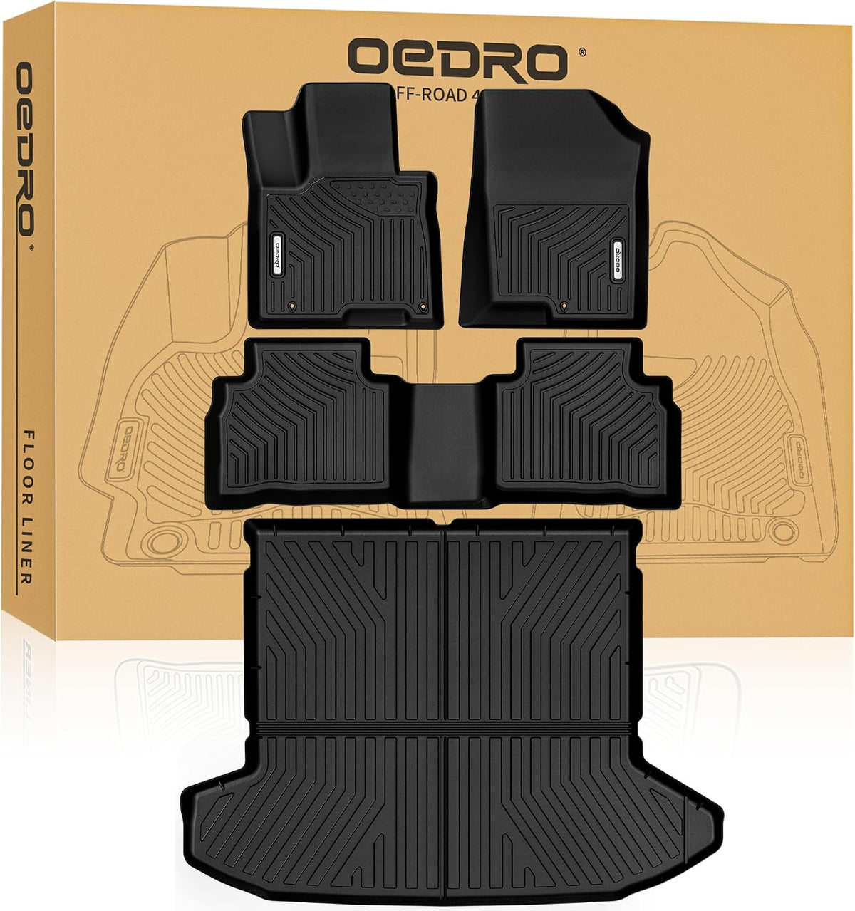 OEDRO Floor Mats Fit for 2022-2026 Hyundai Tucson (Not for Hybrid), Unique Black TPE All-Weather Tucson Floor Liners, Front and Second Row, Full Set Liners