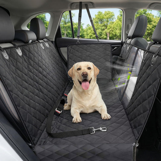 Dog Car Seat Cover, 600D Heavy Dute Car Seat Cover for Dogs Pets, 100% Waterproof Anti-Scratch Nonslip Dog Hammock for Cars, Seat Covers Protector with SeatBelt for Sedan SUV Truck Standard Black