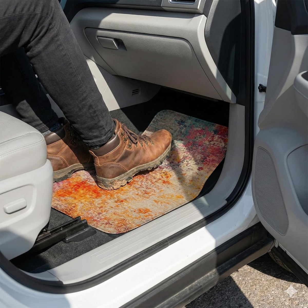 Luxury Car Floor Mats Full Set | Car Decor for Men Women | Modern Rug Pattern | Heavy Duty All-Weather Universal Rubber Liners | Non-Slip & Odor-Free