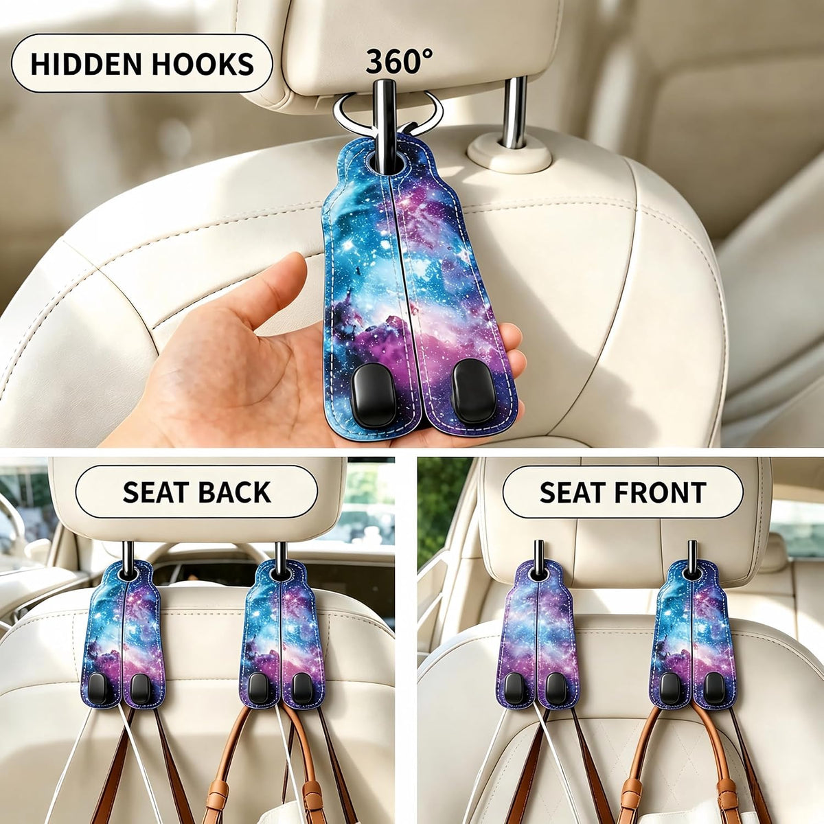 Purse Hook for Car Seat Back Headrest Hooks 2 Pack Car Purse Hook Hanger