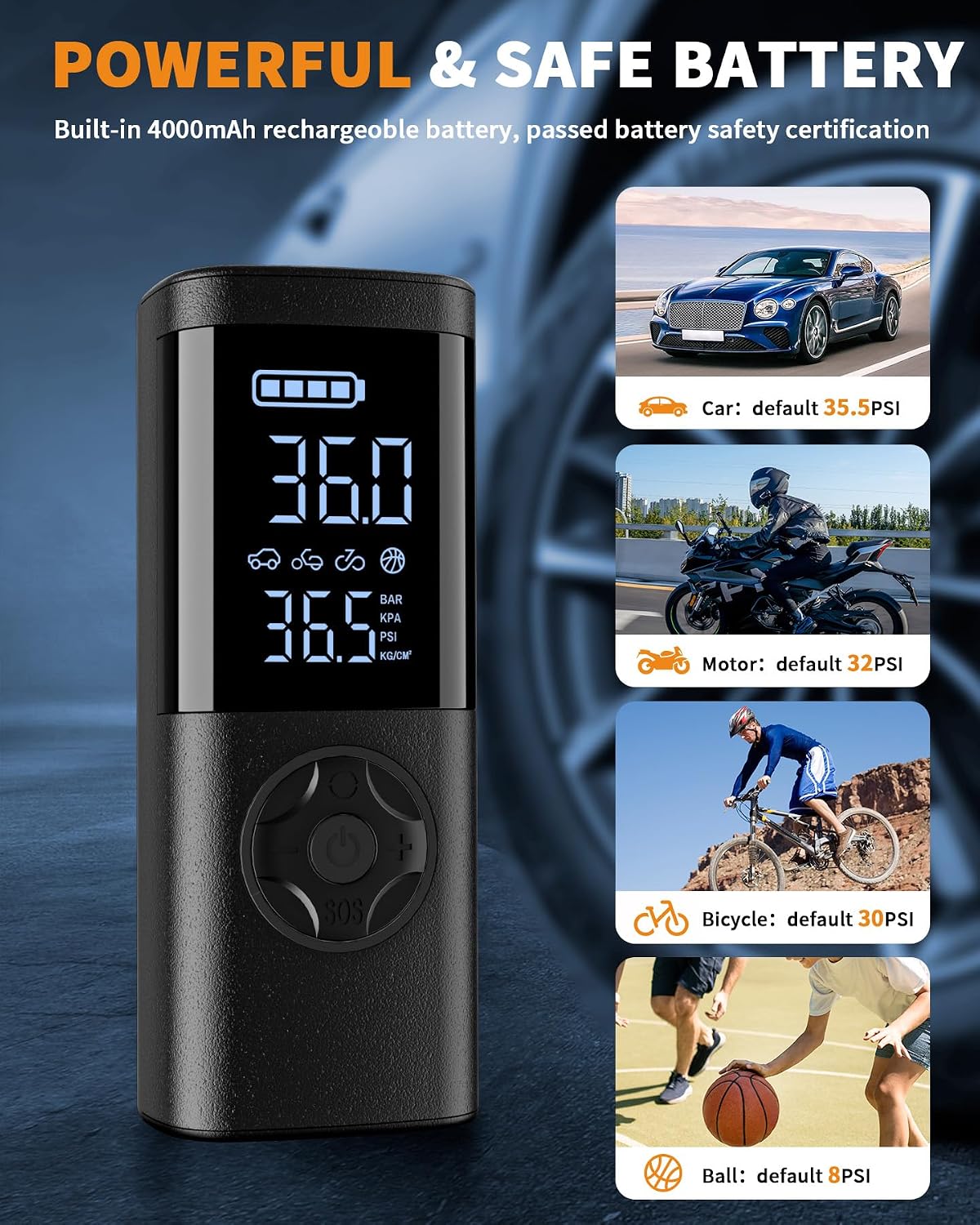 TEMOLA Portable Car Jump Starter with Air Compressor, 150PSI Jump Box