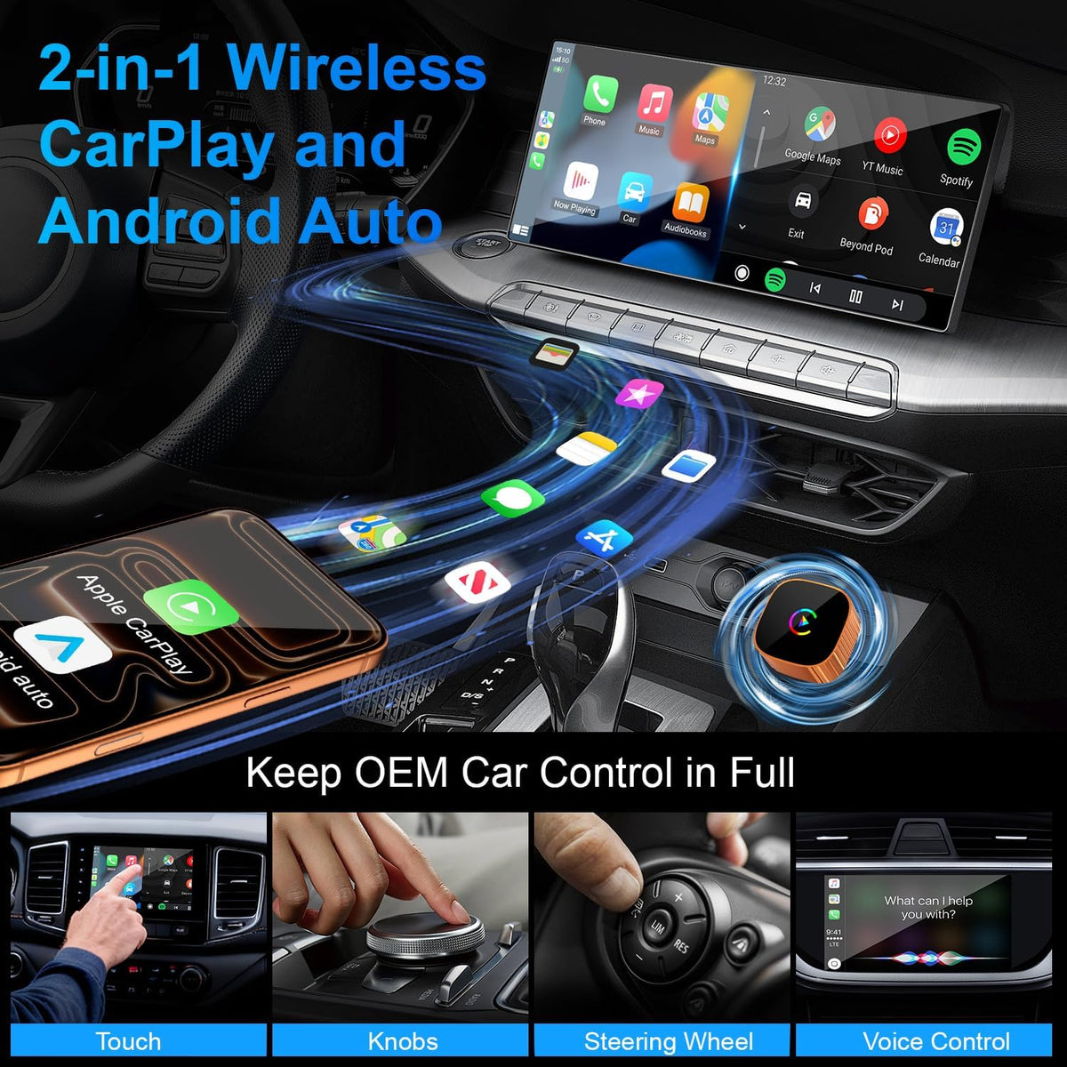 2026 Mini Wireless CarPlay & Android Auto Dongle for OEM Wired Cars 2016+