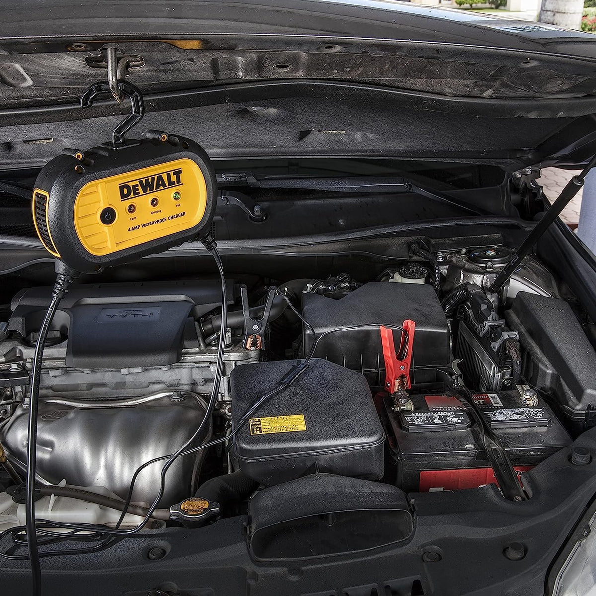 DEWALT DXAEWPC4 Fully Automatic 4 Amp 12V Waterproof Battery Charger/Maintainer with Cable Clamps