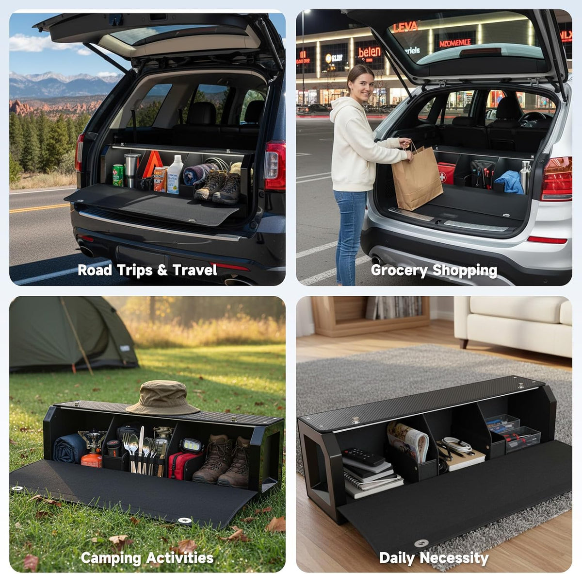 SUV Trunk Organizers and Storage, Waterproof Sturdy Trunk Organizer for Car