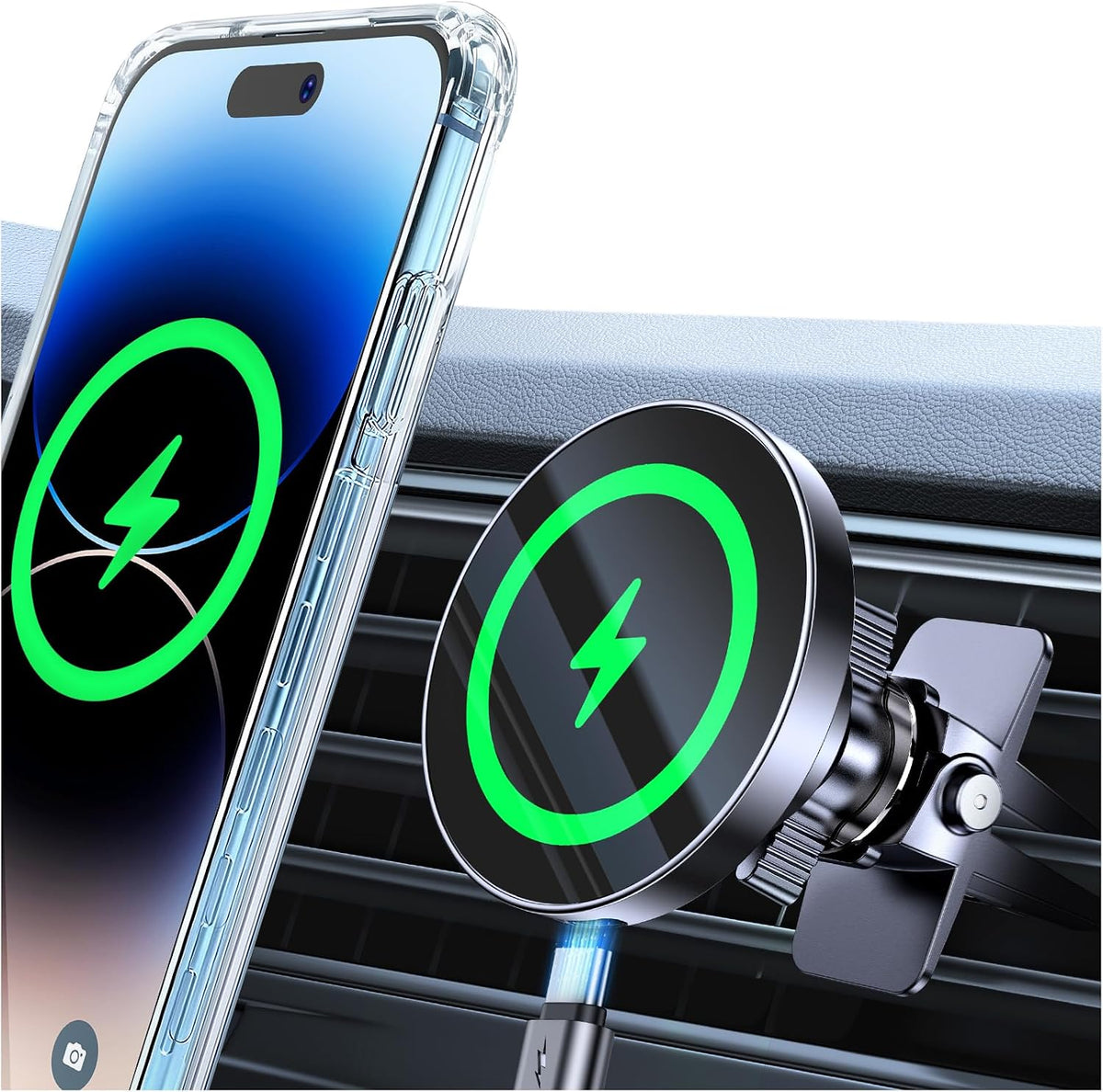 Coolpow for MagSafe Car Mount Charger【15W Top Charger】Magnetic Wireless Car Charger for iPhone Magsafe Car Charging【Strong Magnets】Magnetic Phone Holder Mount Charger for iPhone 17 Pro Max 16 15 14 13