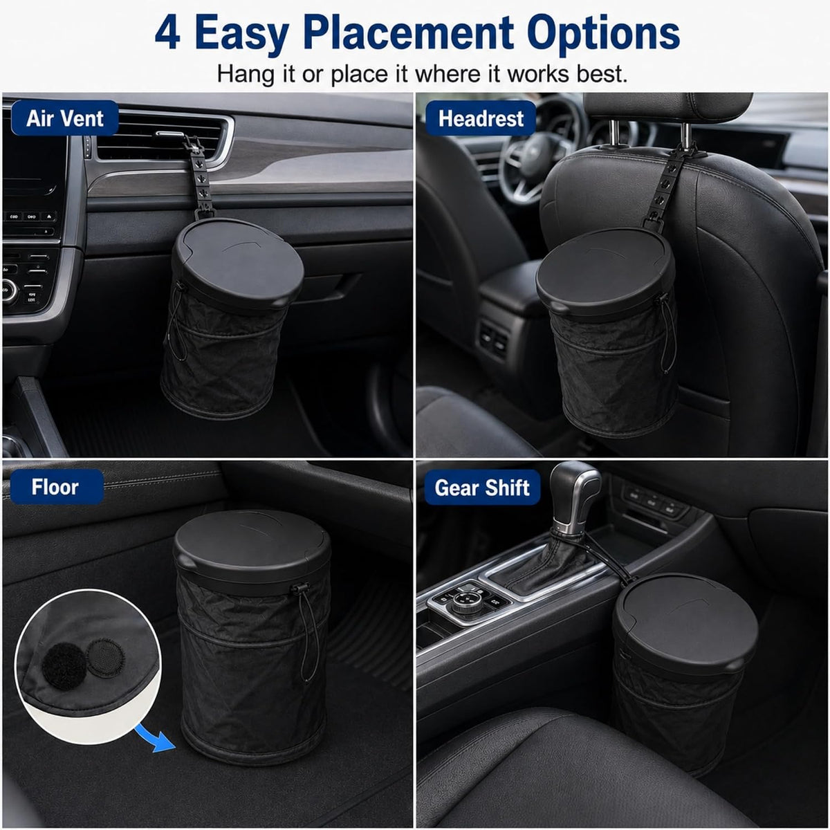 Car Trash Can with Lid, Collapsible Garbage Bin for Car SUV Truck