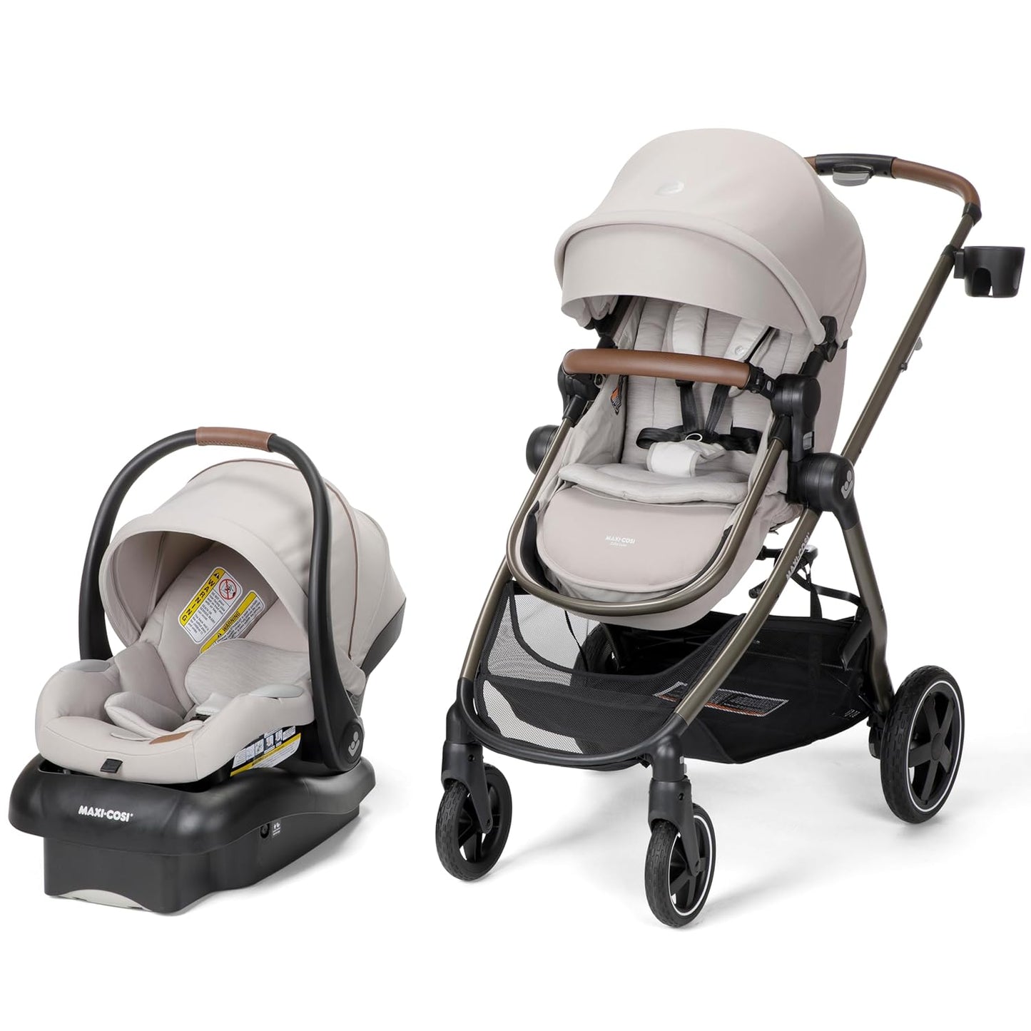 Maxi-Cosi Zelia™² Luxe 5-in-1 Modular Travel System, New Hope Tan & Mico 30 Stand-Alone Additional Infant Car Seat Base, Black, One Size