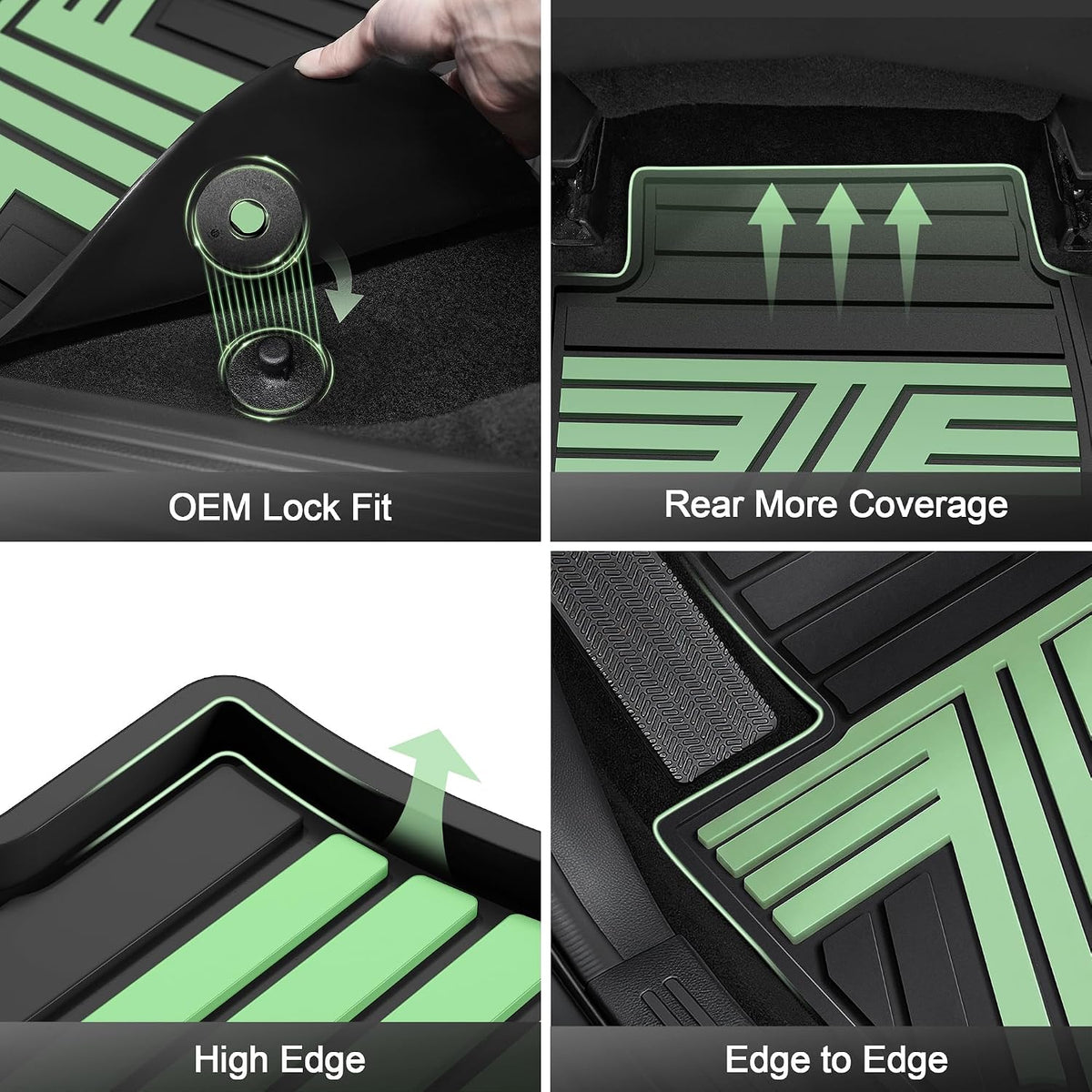 TTX LIGHTING Floor Mats for Chevy Equinox & GMC Terrain 2025-2026, Green