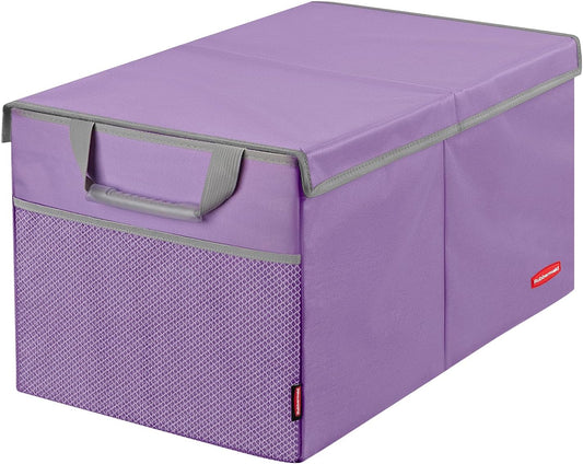 Rubbermaid Car Organizer, Collapsible Trunk Organizer, Multi-Compartment Car Storage Organization for Car Accessories, 2 Compartments With Cover, 21.65"*14.17"*12.2" - Purple