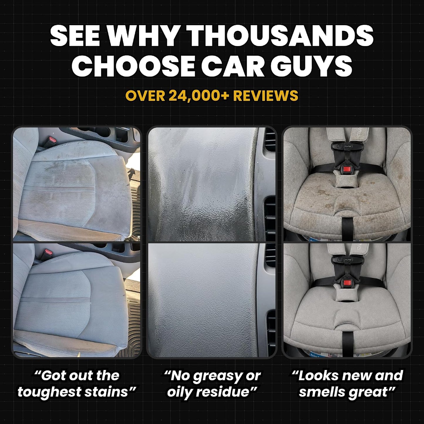 CAR GUYS Interior Car Cleaner for Tough Stains | Stain Remover for Car Seats, Carpet, Upholstery, & Leather | 18 Oz Kit with Microfiber Towel