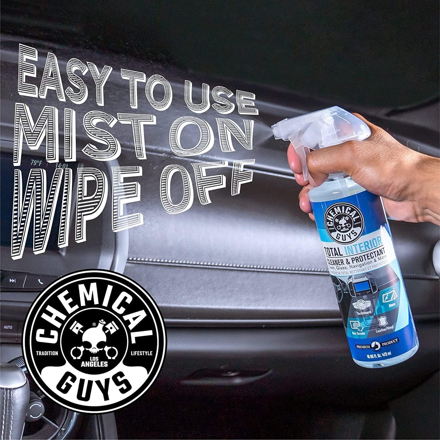 Chemical Guys Total Interior Cleaner and Protectant, Interior Car Cleaner Cleans & Protects Leather, Vinyl, Plastic, Rubber, Glass with a Showroom Finish, Safe for Trucks, SUVs, RVs & More, 128 oz