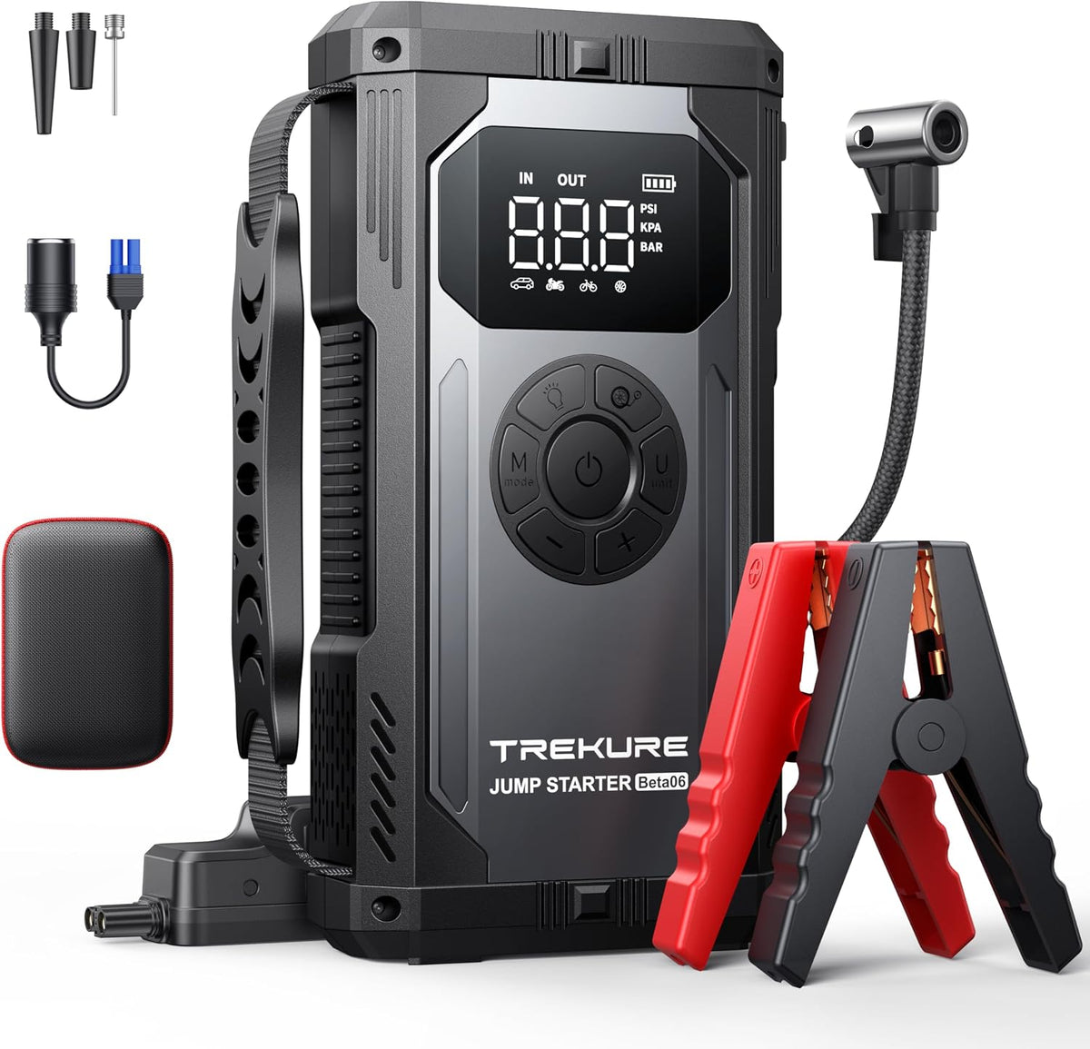 TREKURE Car Battery Jumper Starter Portable 5000A, Portable Car Jump Starter up to 10L Gas or 8L Diesel Engine, Jump Box, Jumper Cables for Car Battery, Magnetic Build, 2000LM Flashlight, Power Bank
