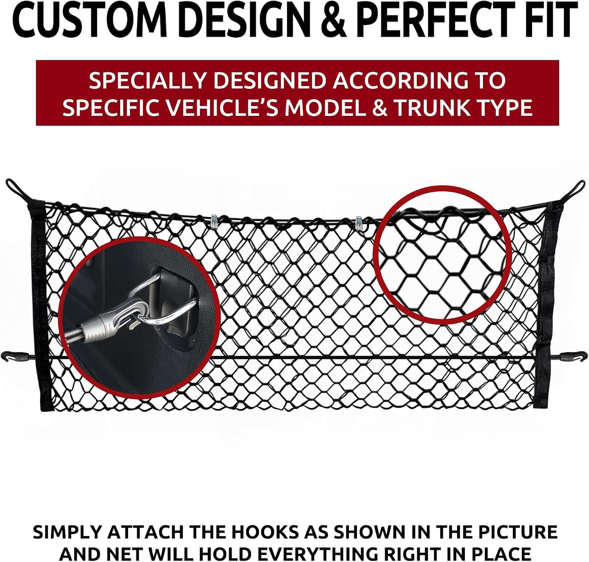 Envelope Style Trunk Mesh Cargo Net for Ford Explorer Base ST XLT 2020-2024 - Car Accessories - Premium Trunk Organizers and Storage - Cargo Net for SUV - Vehicle Carrier Organizer for Ford Explorer