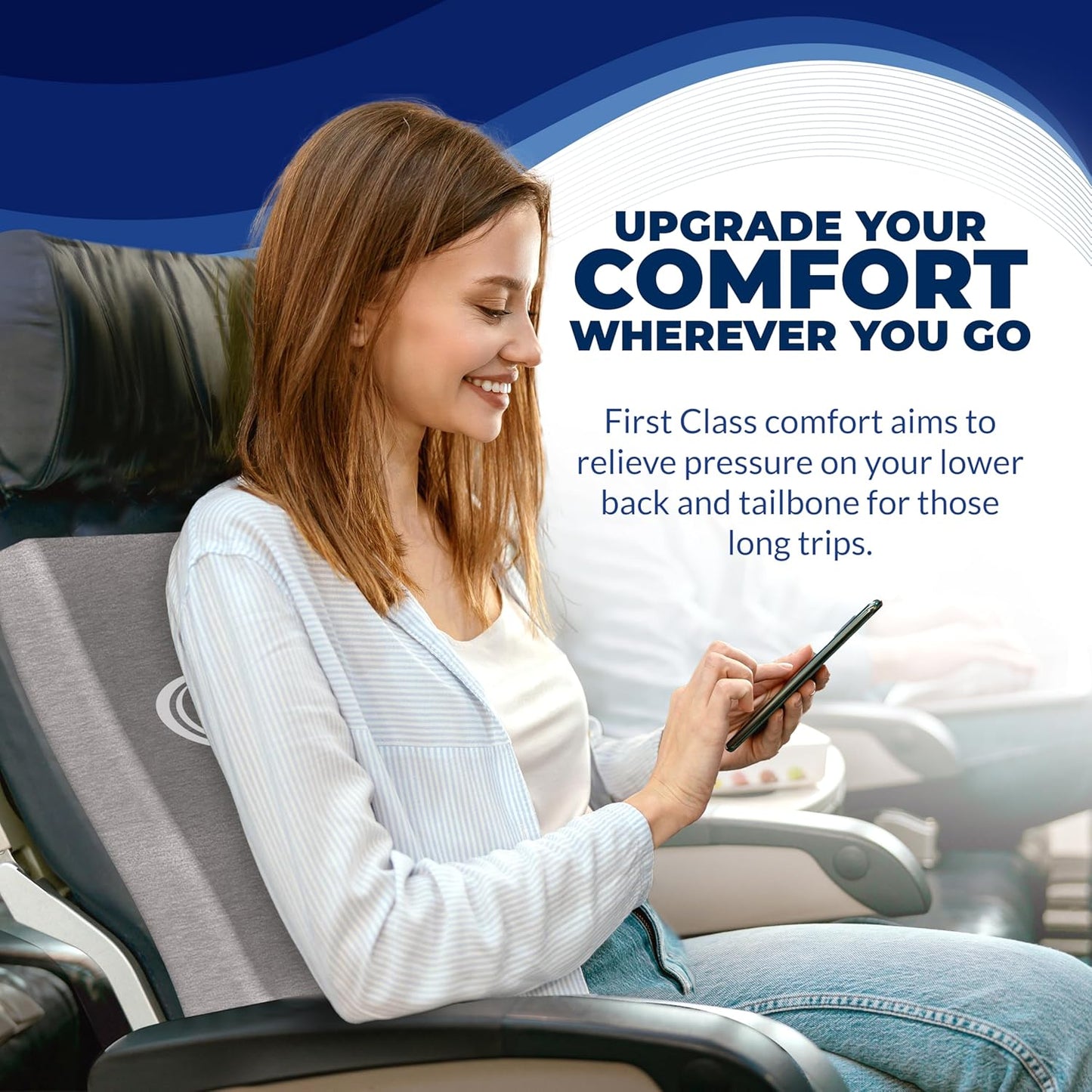 Stratos, Pure Cooling Memory Foam Seat Cushion, Ergonomic Support, Portable for Airplanes, Office Chairs, Cars, and Trains, Pressure Relief