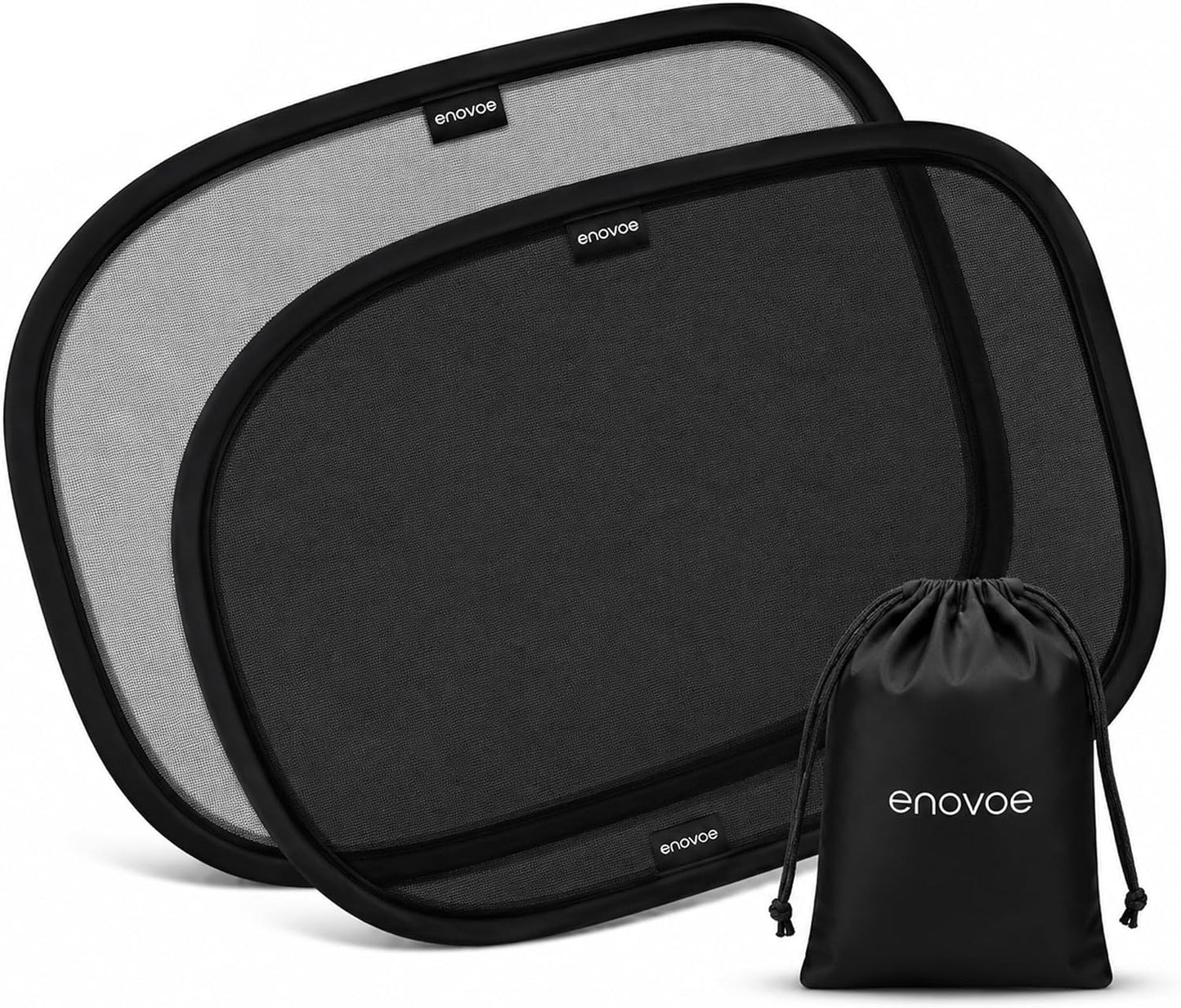 2-Pack Car Window Shades by Enovoe - 19" x 12" in Side Window Cover for SUVs, Sedans, and Trucks - Protects Baby from UV Rays and Glare - Cling Design for Easy Use - Plain