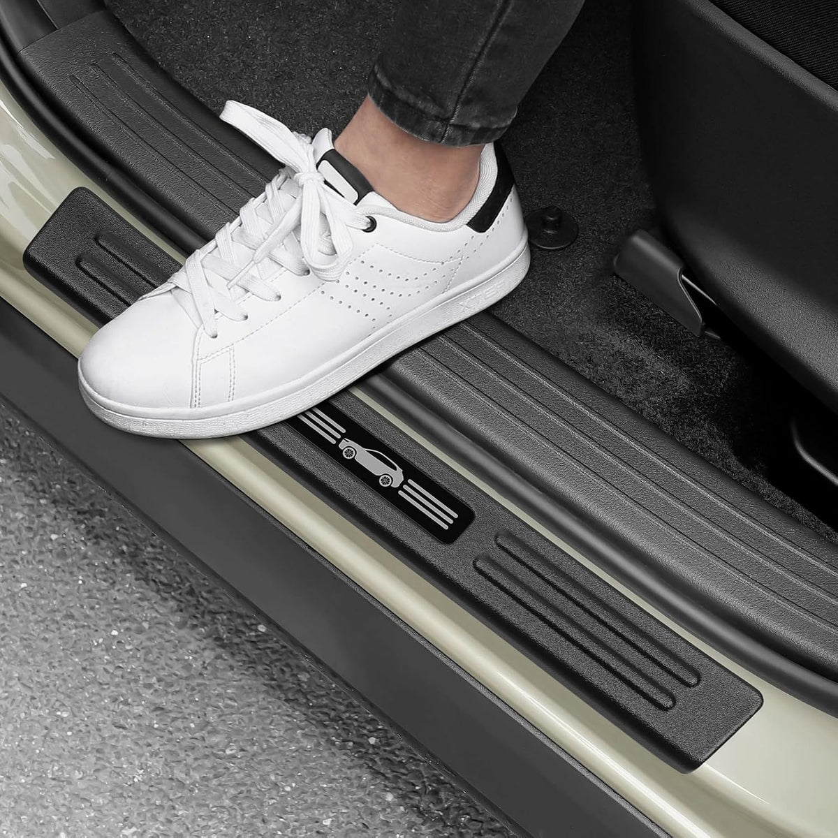 4PCS Door Sill Protector Compatible with Mazda 2023-2026 CX50 CX-50 Accessories Matte Black ABS Plastic Material Automobile Door Entry Guards