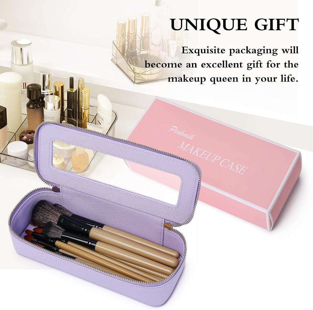 Pinkmik Makeup Brush Case, Purple, Slim