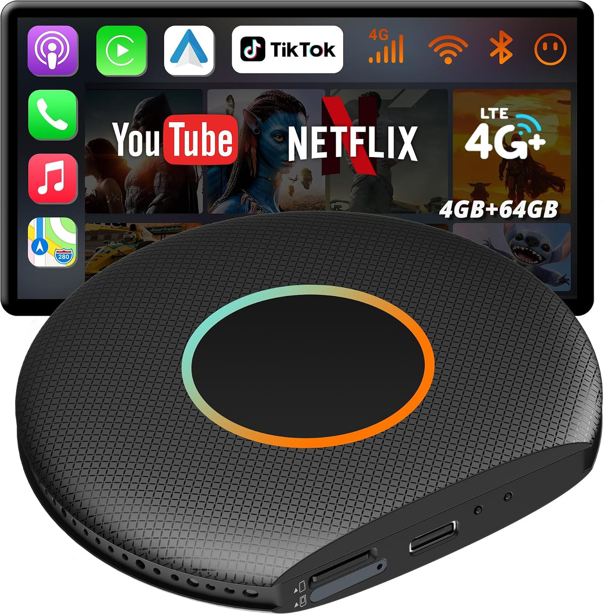 AI Box Carplay, Car Play/Android Auto Wireless Adapter, Magic Box Supports for Netflix/YouTube/TikTok, DriveChat AI Smart Box with GPS/Dual Bluetooth