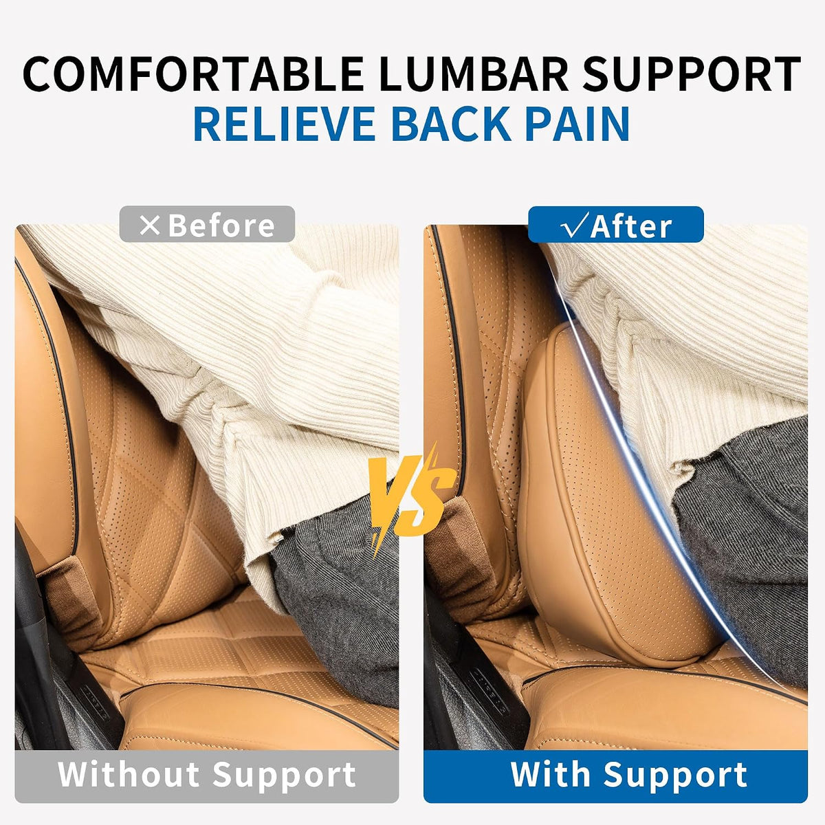 Lumbar Support Pillow for Car Seat, Office, Palomino Brown, 1PC