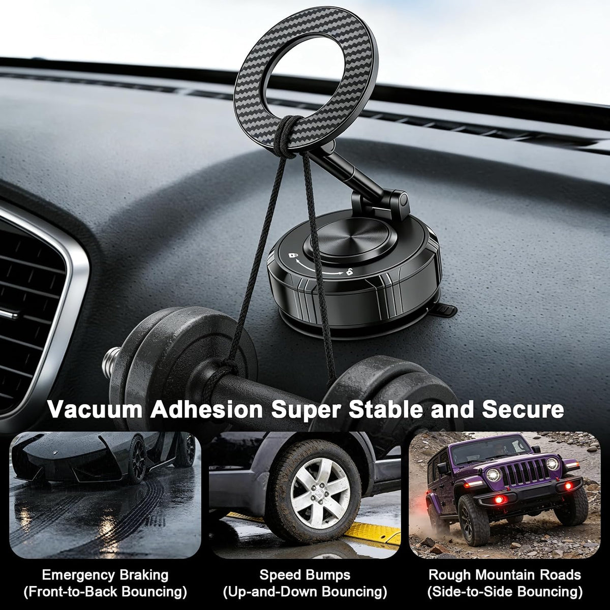 Car Mount, Vacuum Suction Phone Holder for Car, Car Phone Holder Mount, 360° Adjustable Phone Holder Wall Mount, Car Accessories for iPhone 17/16/15/14 Pro Max Cell Phone