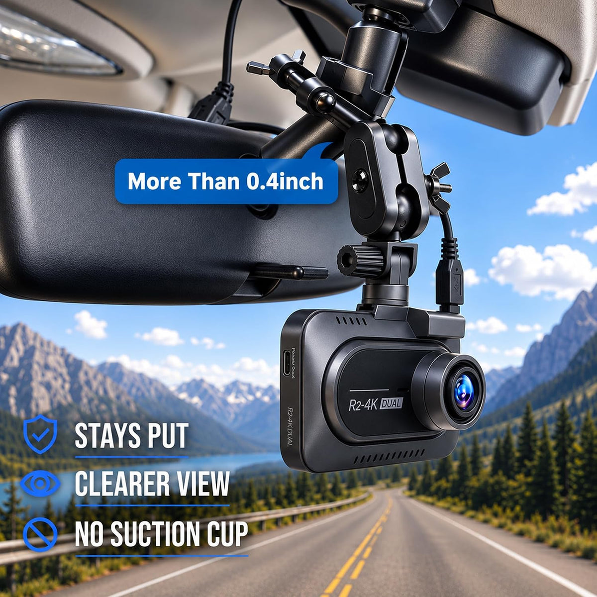 Dash Cam Mount Replacement Holder, Fits Rove r2-4k and Other Dash Cams