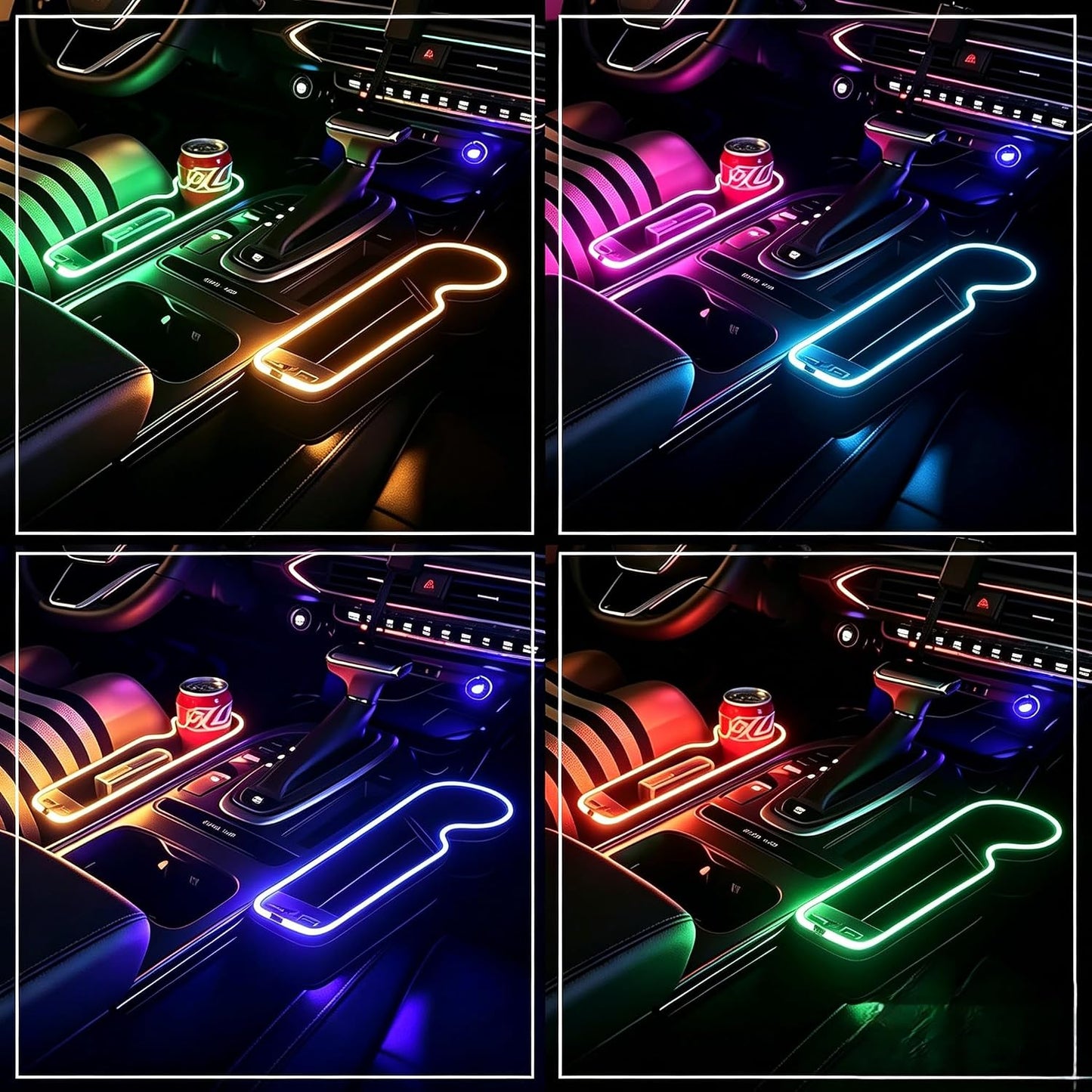 7 Color Led Car Seat Gap Filler Organizer Car Seat Pocket Gap Filler with USB+C Fast Charger,Car Gap Organizer Storage 2023 Console Side Seat Gap Filler fit for Passenger Side(Black-passenger side)