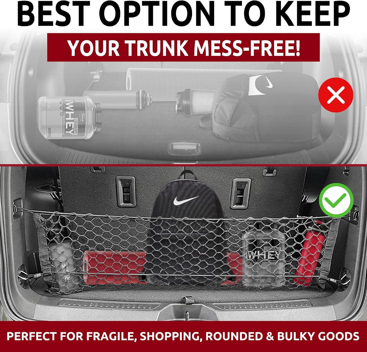 Envelope Style Automotive Elastic Trunk Mesh Cargo Net for Buick Encore GX 2020-2026 - Premium Trunk Organizer and Storage - Luggage Net for Crossover - Best Car Organizer for Buick Encore GX