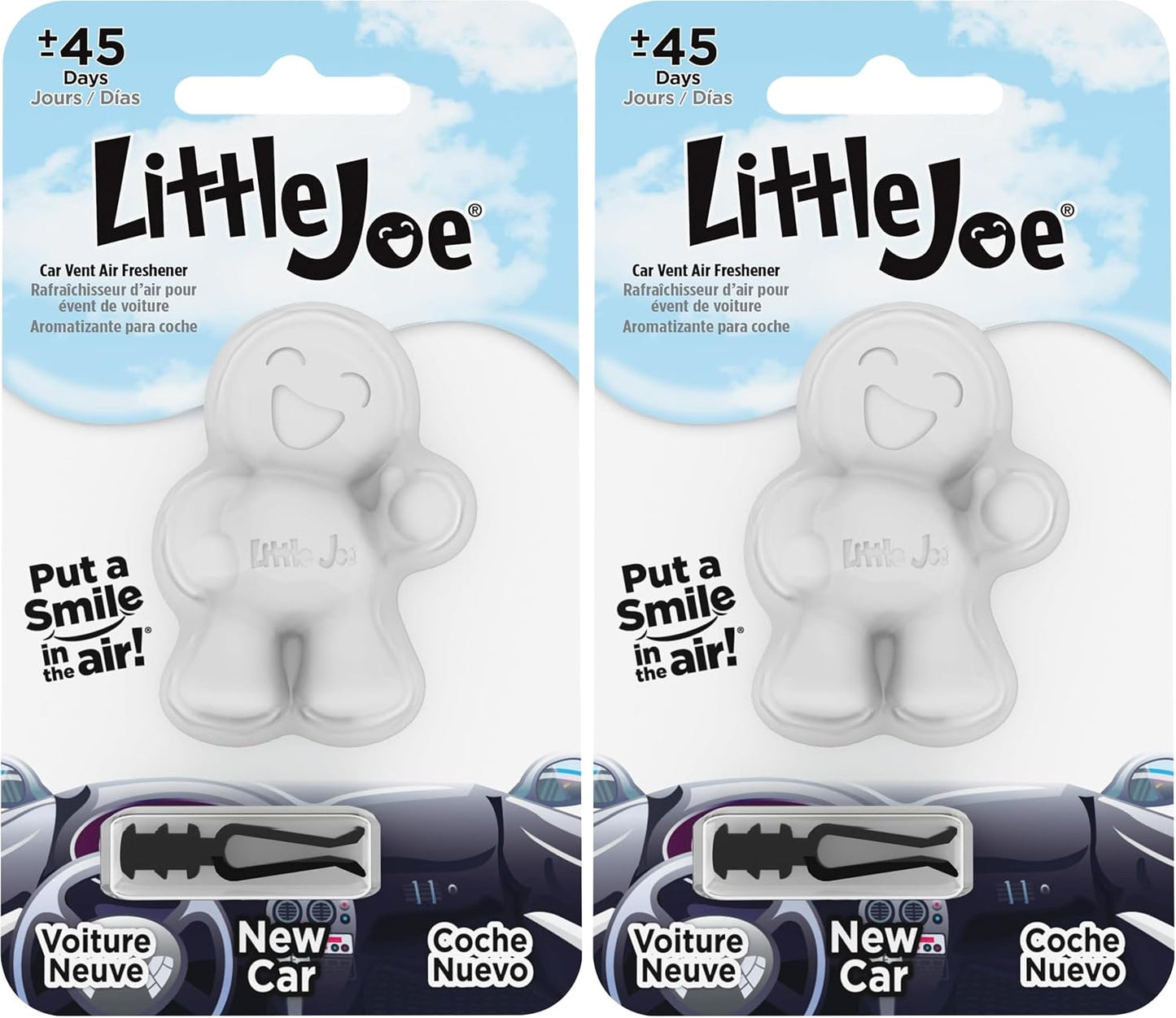 Little Joe 96401 New Car Scent Car Air Freshener Clips to A/C Air Vent Uses Alcohol-Free Fragrance Oil is Non-Hazardous and Non-Toxic Plastic, Pack of 2